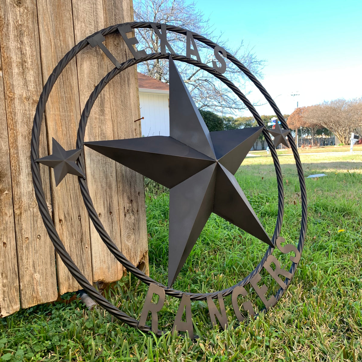 TEXAS RANGERS BLACK LONE STAR METAL TEAM WESTERN HOME DECOR CRAFT