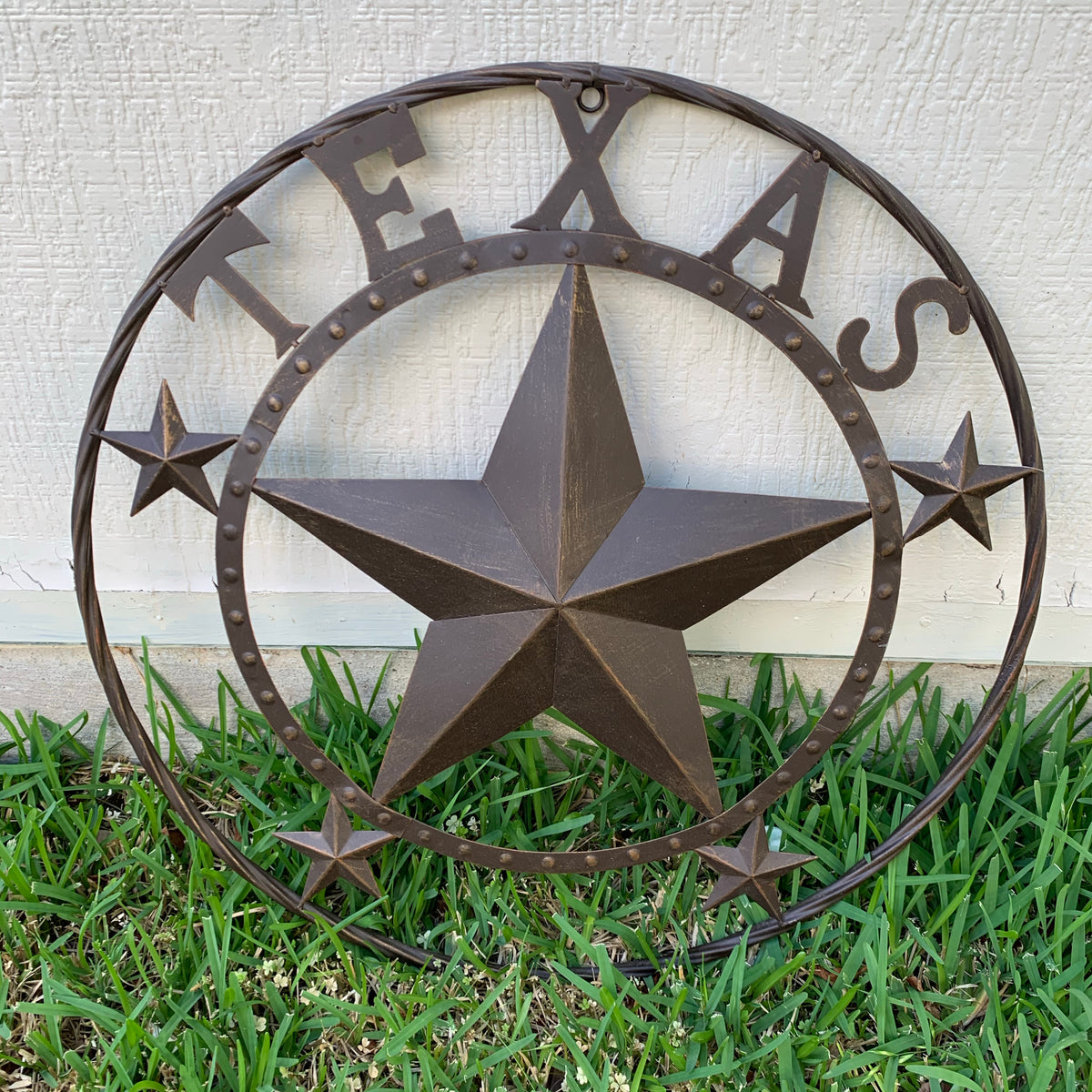 24" TEXAS BEADED COLIBROX BARN STAR METAL LONE STAR WESTERN HOME DECOR HANDMADE RUSTIC BRONZE COPPER NEW