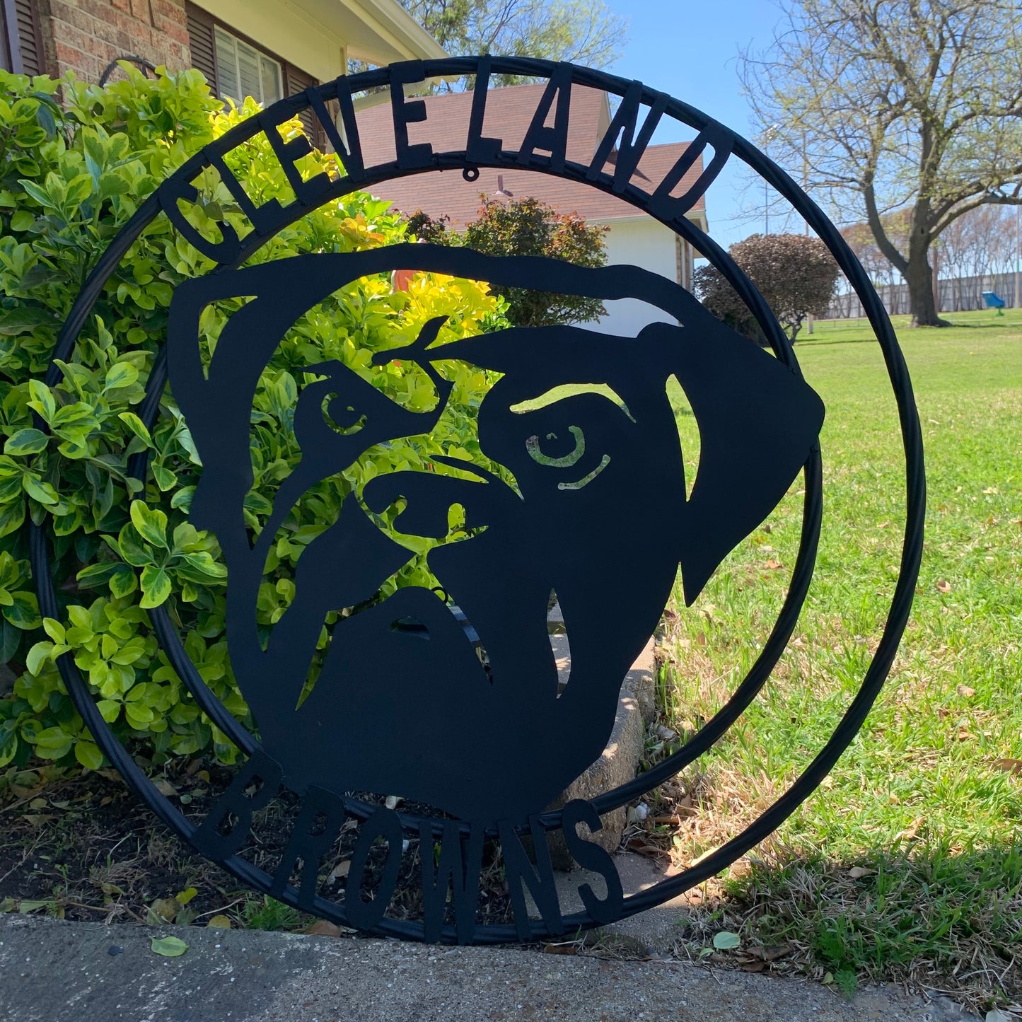 CLEVELAND BROWNS METAL CUSTOM VINTAGE CRAFT ART HANDMADE RUSTIC BLACK