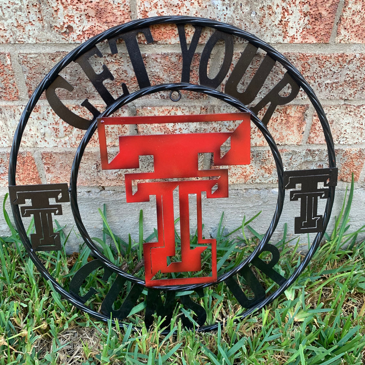 12", 18", 24", 32" GET YOUR GUNS UP TEXAS TECH CUSTOM METAL VINTAGE CRAFT TEAM SIGN