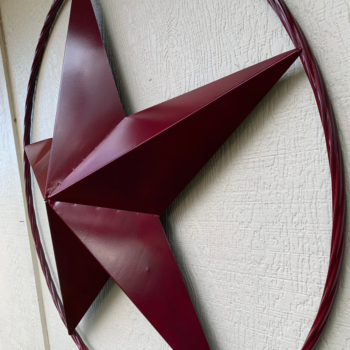 CRANBERRY BURGUNDY STAR RED STAR BARN METAL LONESTAR TWISTED ROPE RING WALL ART WESTERN HOME DECOR BRAND NEW