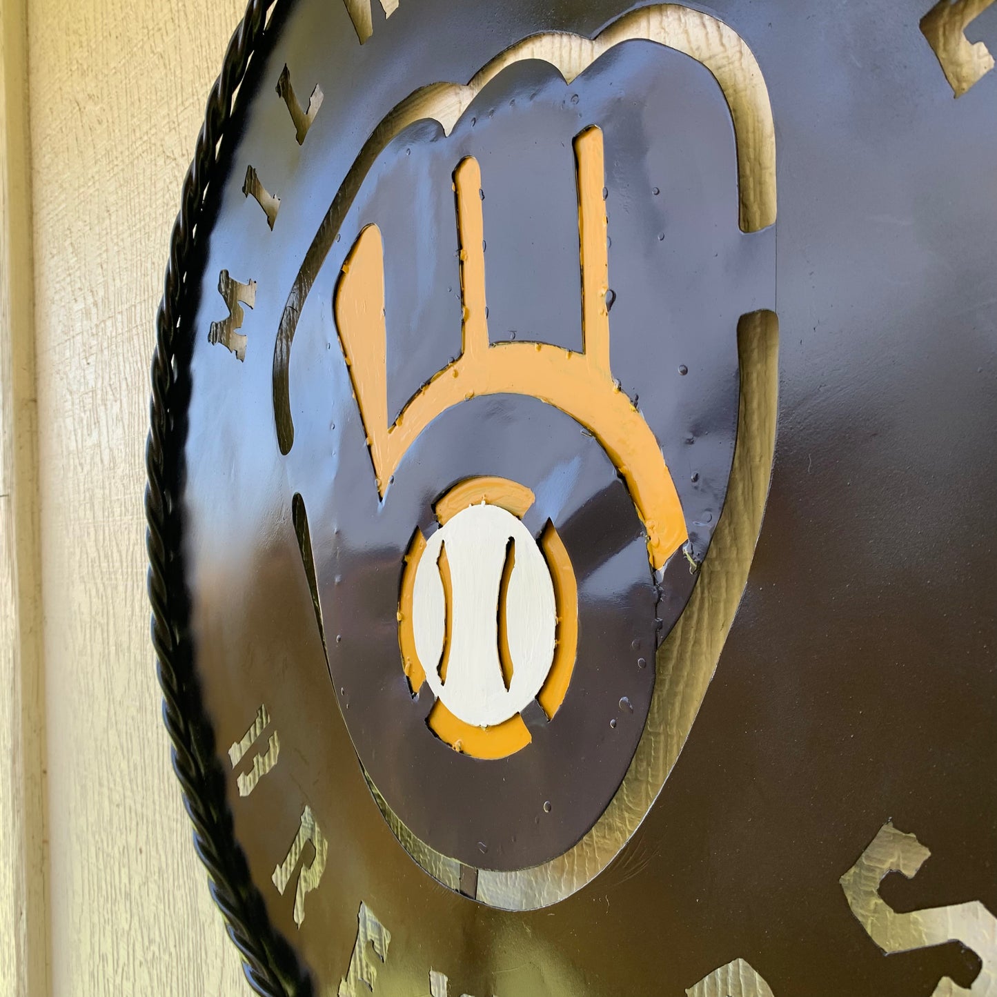 24" MILWAUKEE BREWERS WIDE BAND DISC CUSTOM METAL VINTAGE CRAFT TEAM SPORTS SIGN HANDMADE