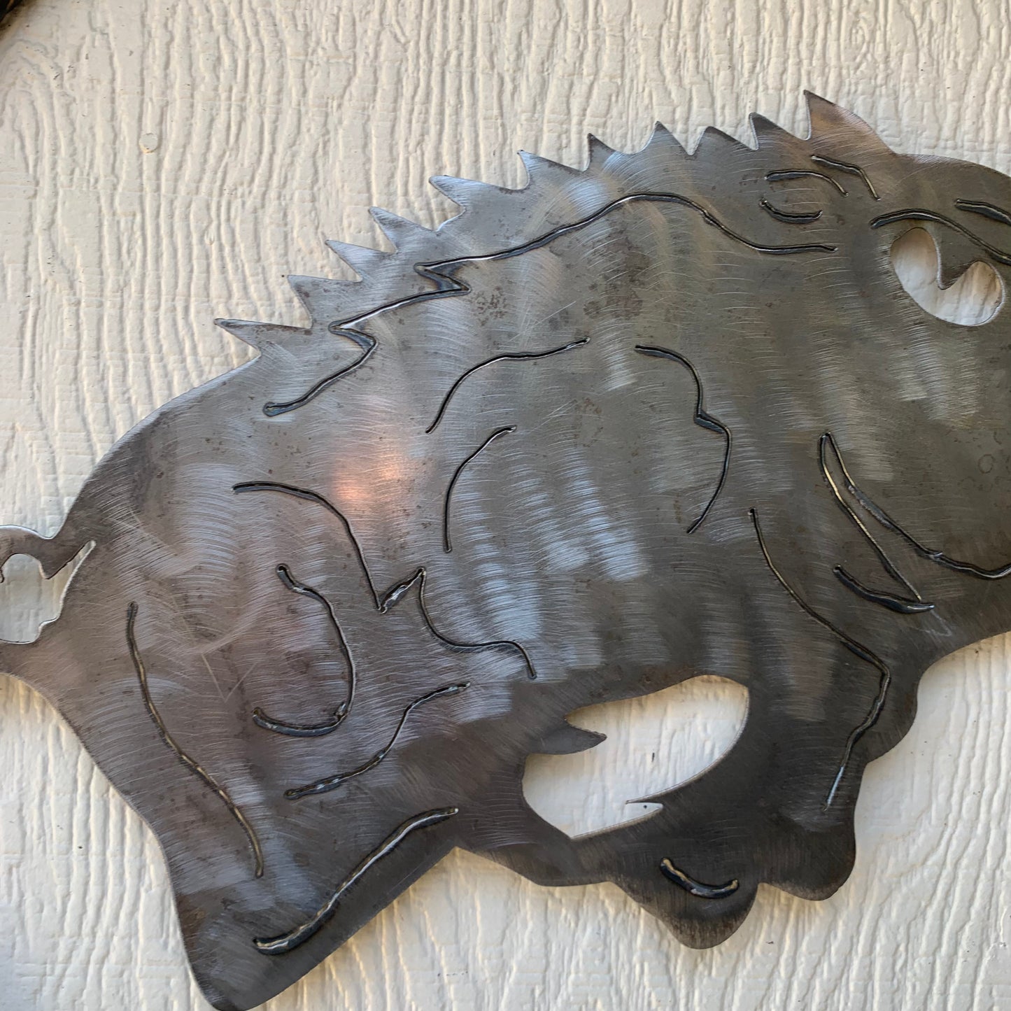 ARKANSAS RAZORBACKS CUSTOM RAW METAL VINTAGE CRAFT TEAM SIGN OFFICIAL LICENSED PRODUCT