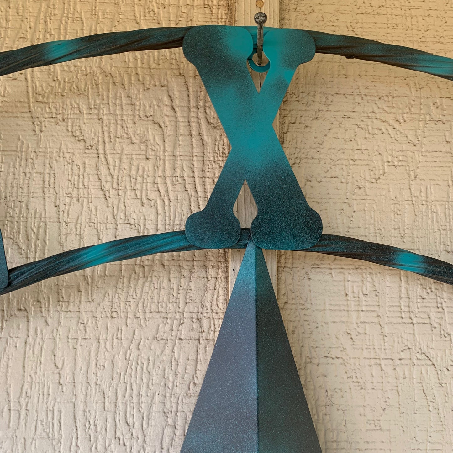 TEXAS LONESTAR TURQUOISE DISTRESSED TWO TONE METAL BARN STAR TWISTED ROPE RING WALL ART WESTERN HOME DECOR HANDMADE NEW #EH10483