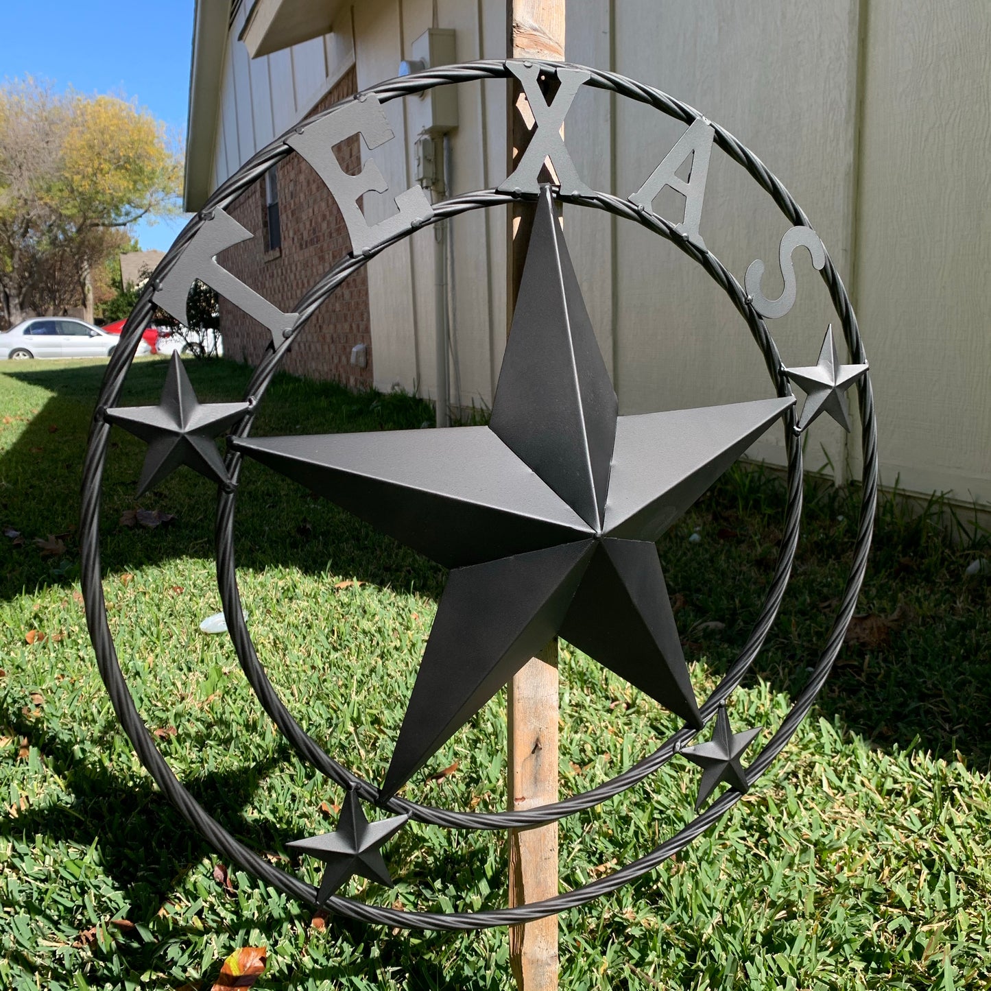 24" TEXAS BLACK STAR BARN STAR METAL ART WESTERN HOME DECOR VINTAGE RUSTIC BLACK