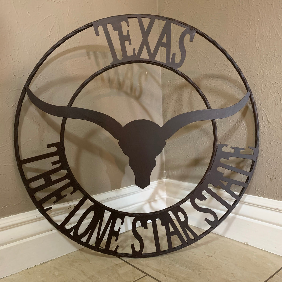 #DE22373 TEXAS THE LONE STAR STATE 24" LONGHORNS METAL WALL ART WESTERN HOME DECOR BRAND NEW