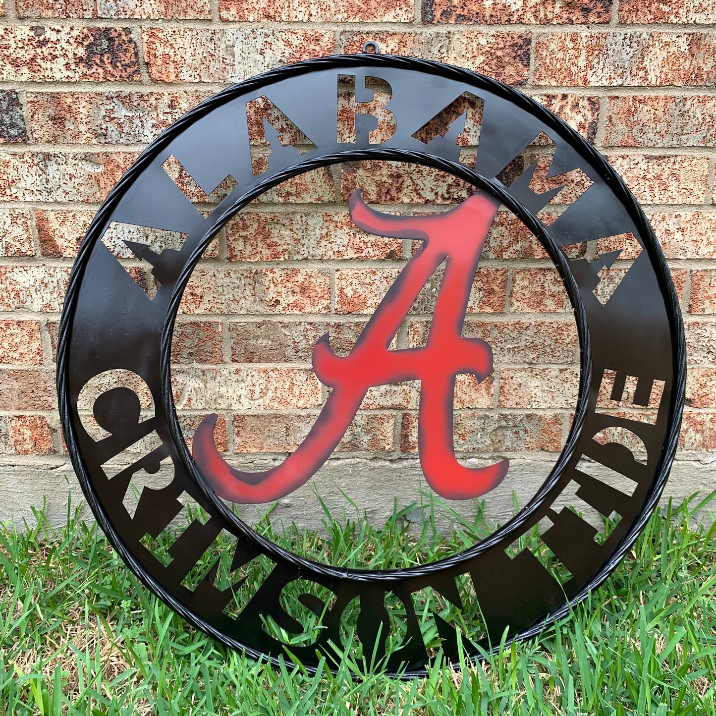 ALABAMA CRIMSON TIDE WIDE BAND RING CUSTOM METAL VINTAGE SIGN TEAM SPORTS HANDMADE