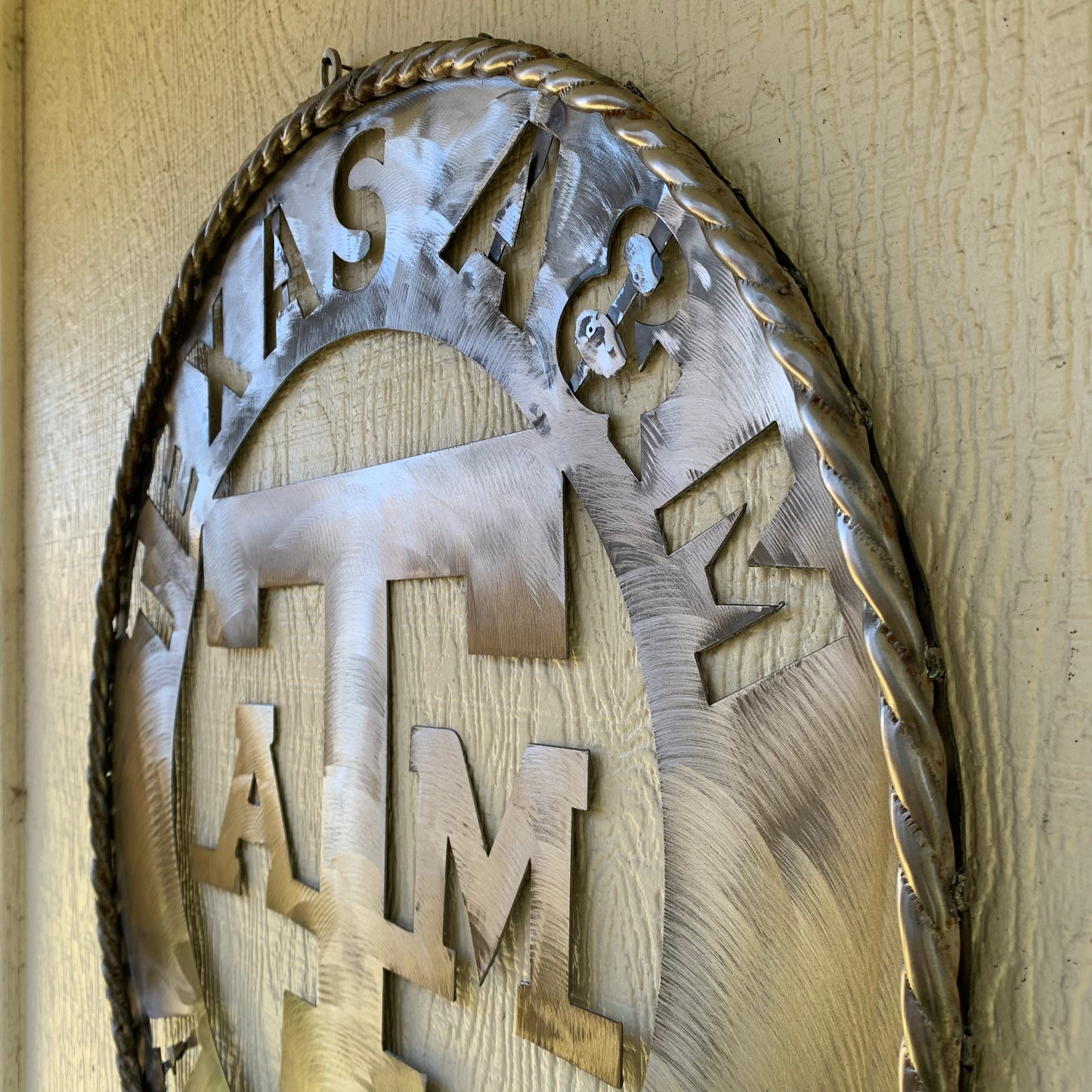 TEXAS A&M WIDE BAND RAW METAL CUSTOM VINTAGE CRAFT WALL ART TEAM SIGN HANDMADE