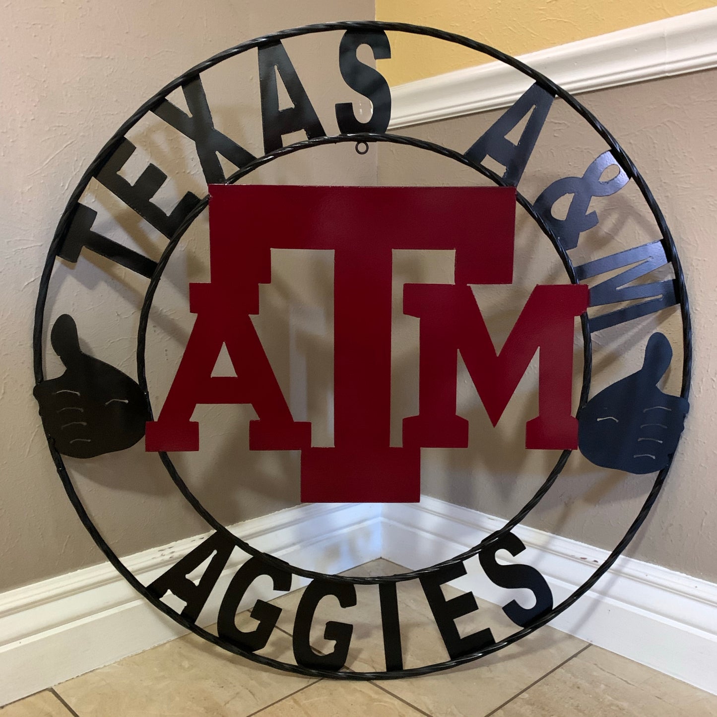 GIGEM AGGIES TEXAS A&M CUSTOM METAL VINTAGE CRAFT TEAM SIGN WESTERN HOME DECOR HANDMADE