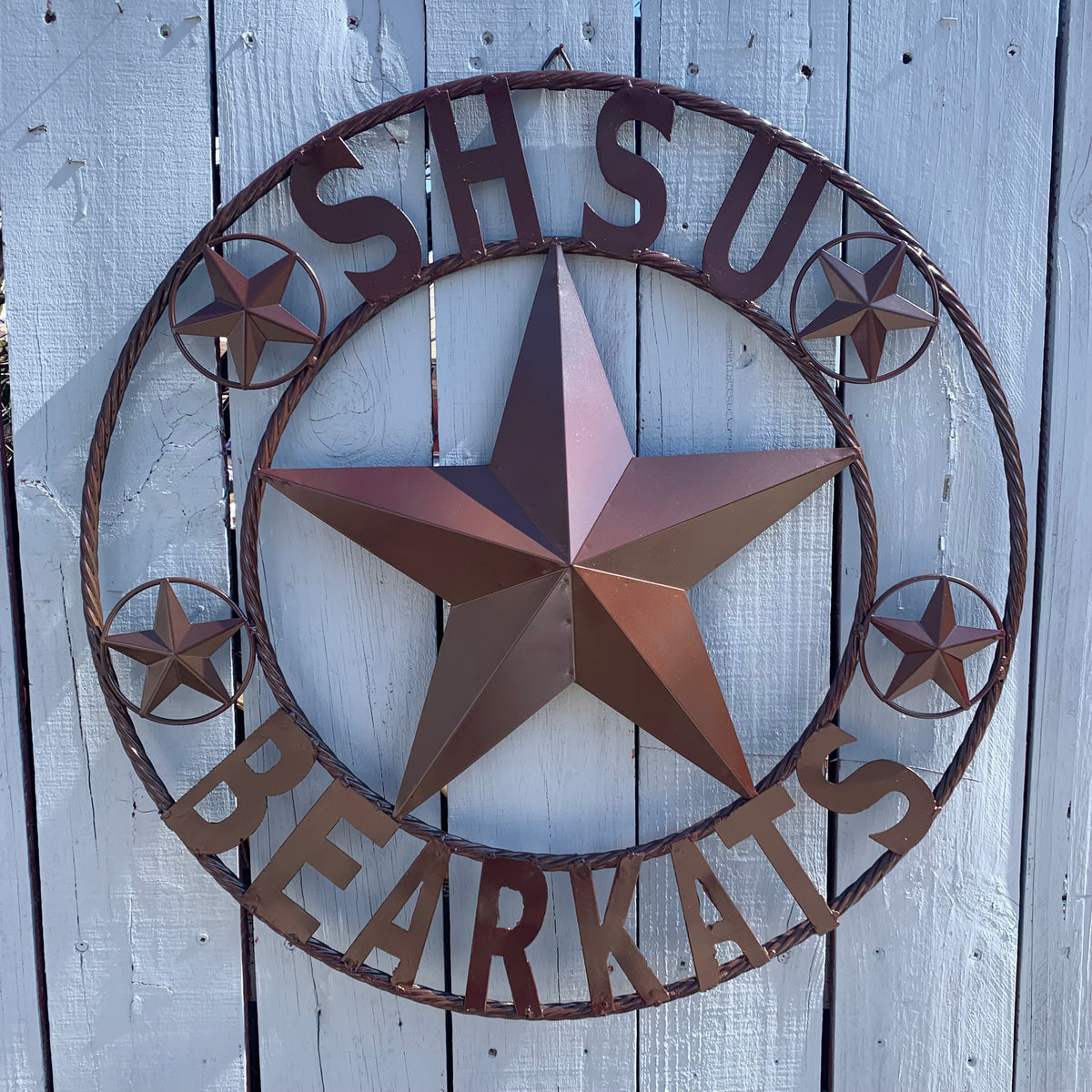 24",32" SHSU SAM HOUSTON BEARKATS RUSTIC DARK BROWN METAL CUSTOM VINTAGE CRAFT RUSTIC BROWN TEAM STAR HANDMADE