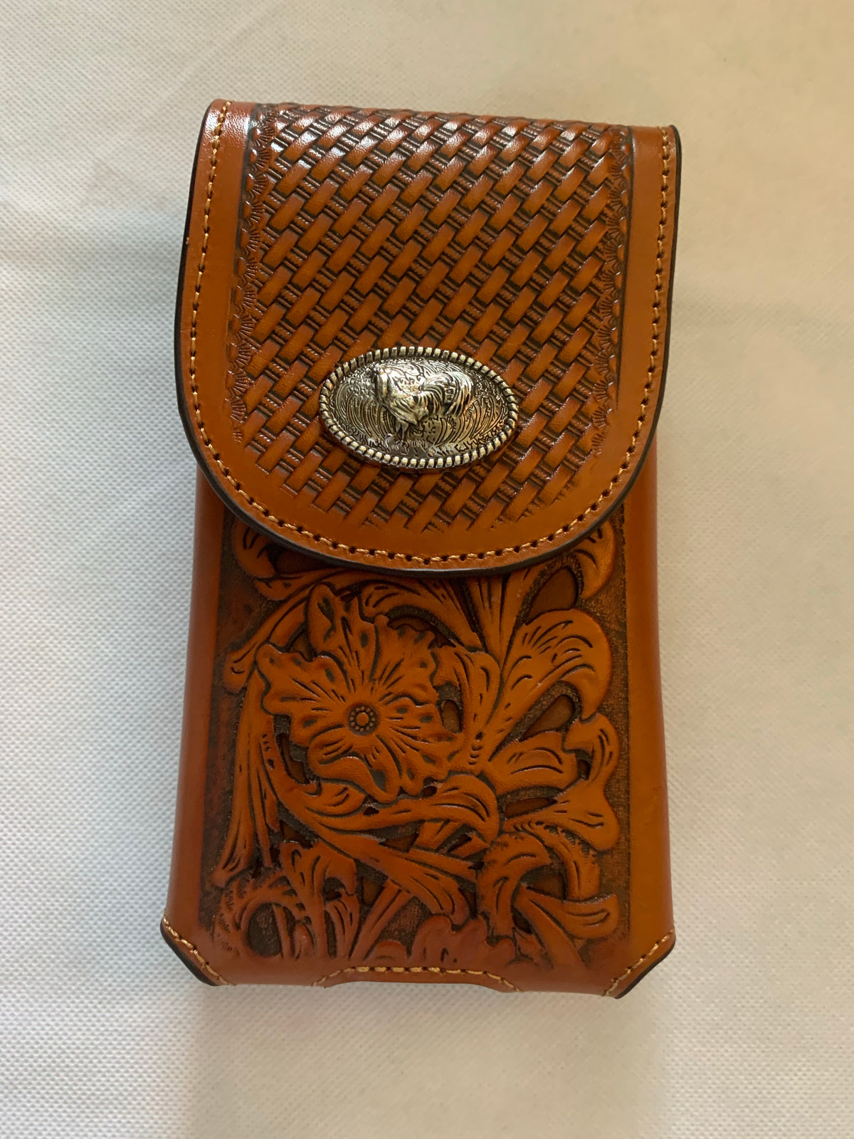 7" ROOSTER TAN BROWN LEATHER POUCH EXTRA LARGE  BELT LOOP HOLSTER CELL PHONE CASE UNIVERSAL OVERSIZE