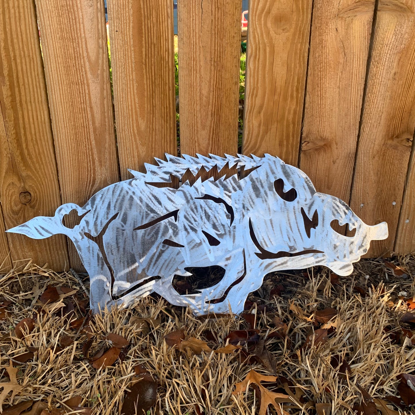 24" X 12" ARKANSAS RAZORBACKS CUSTOM RAW METAL VINTAGE CRAFT WIDE BAND RING TEAM SIGN HANDMADE