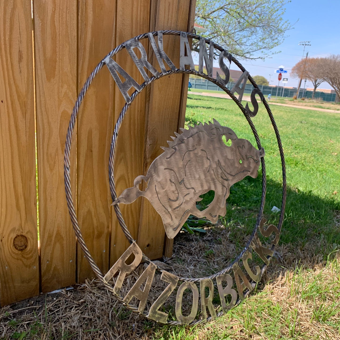 ARKANSAS RAZORBACKS CUSTOM RAW METAL VINTAGE CRAFT TEAM SIGN OFFICIAL LICENSED PRODUCT