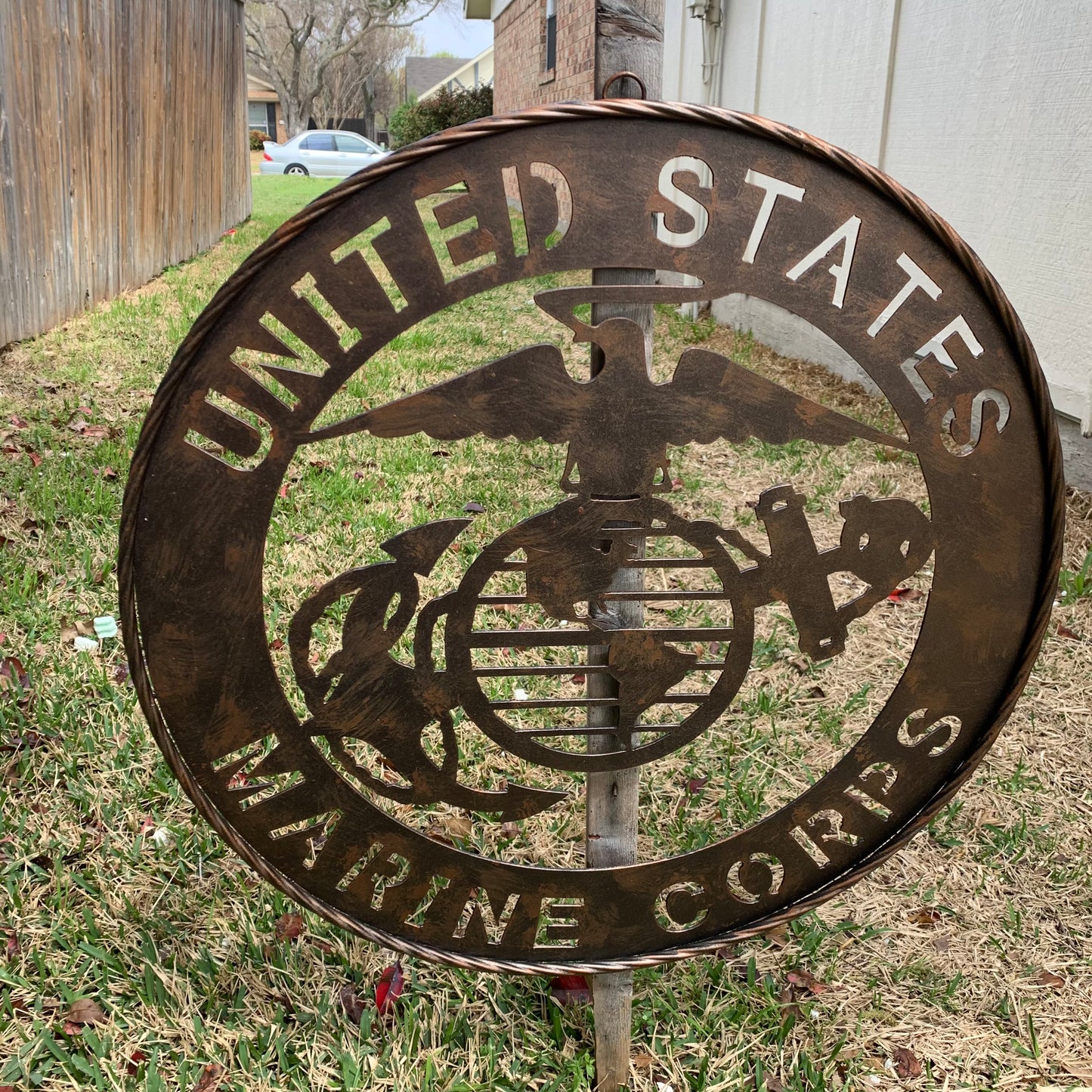#EH10851 24" UNITED STATES MARINE CORPS MILITARY LASERCUT METAL WALL ART SIGN WESTERN HOME DECOR HANDMADE BRONZE