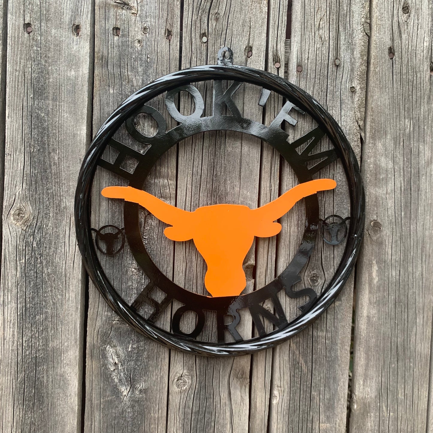 HOOKEM HORNS TEXAS LONGHORNS HOOK EM METAL CUSTOM VINTAGE CRAFT WALL ART TEAM SIGN HANDMADE