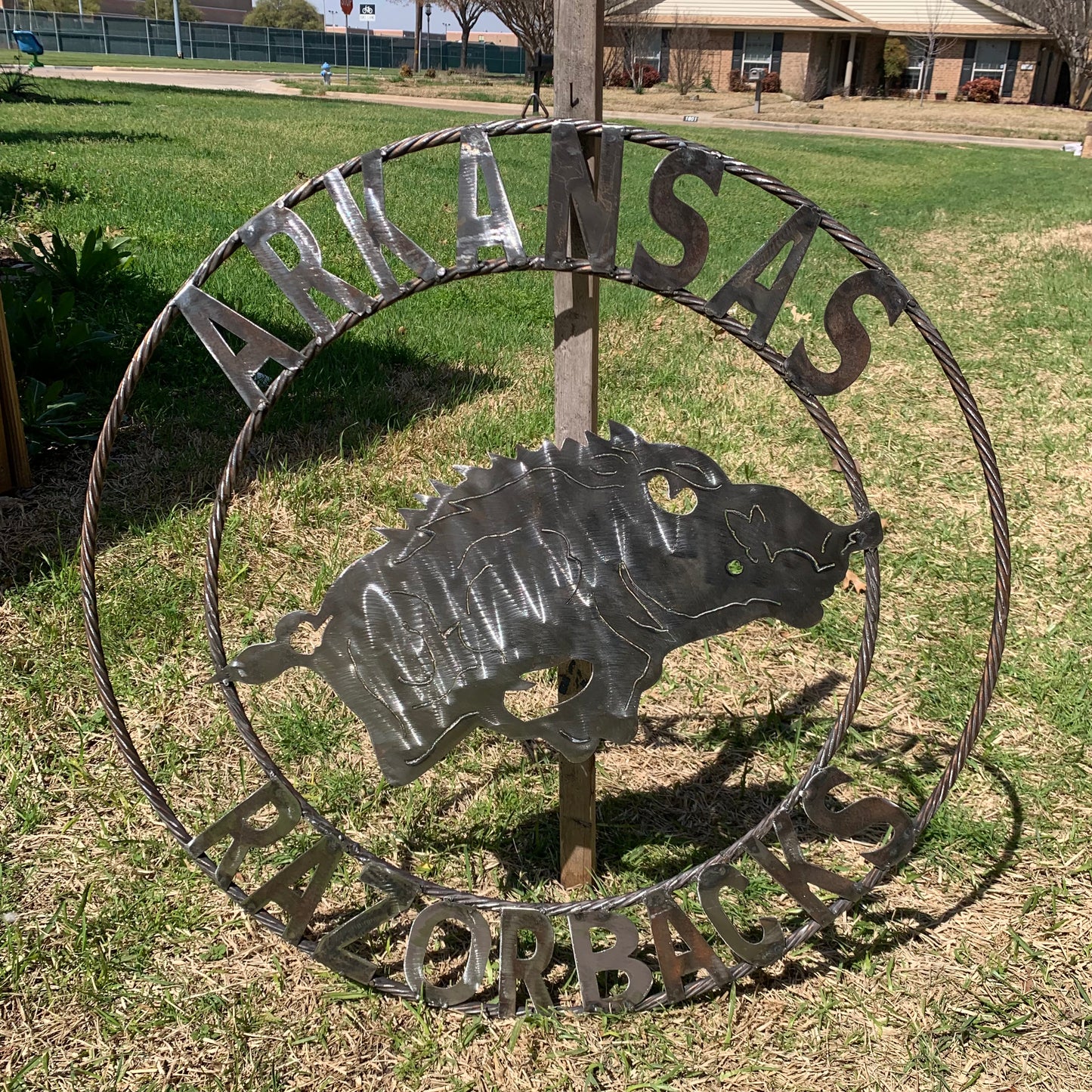 ARKANSAS RAZORBACKS CUSTOM RAW METAL VINTAGE CRAFT TEAM SIGN OFFICIAL LICENSED PRODUCT