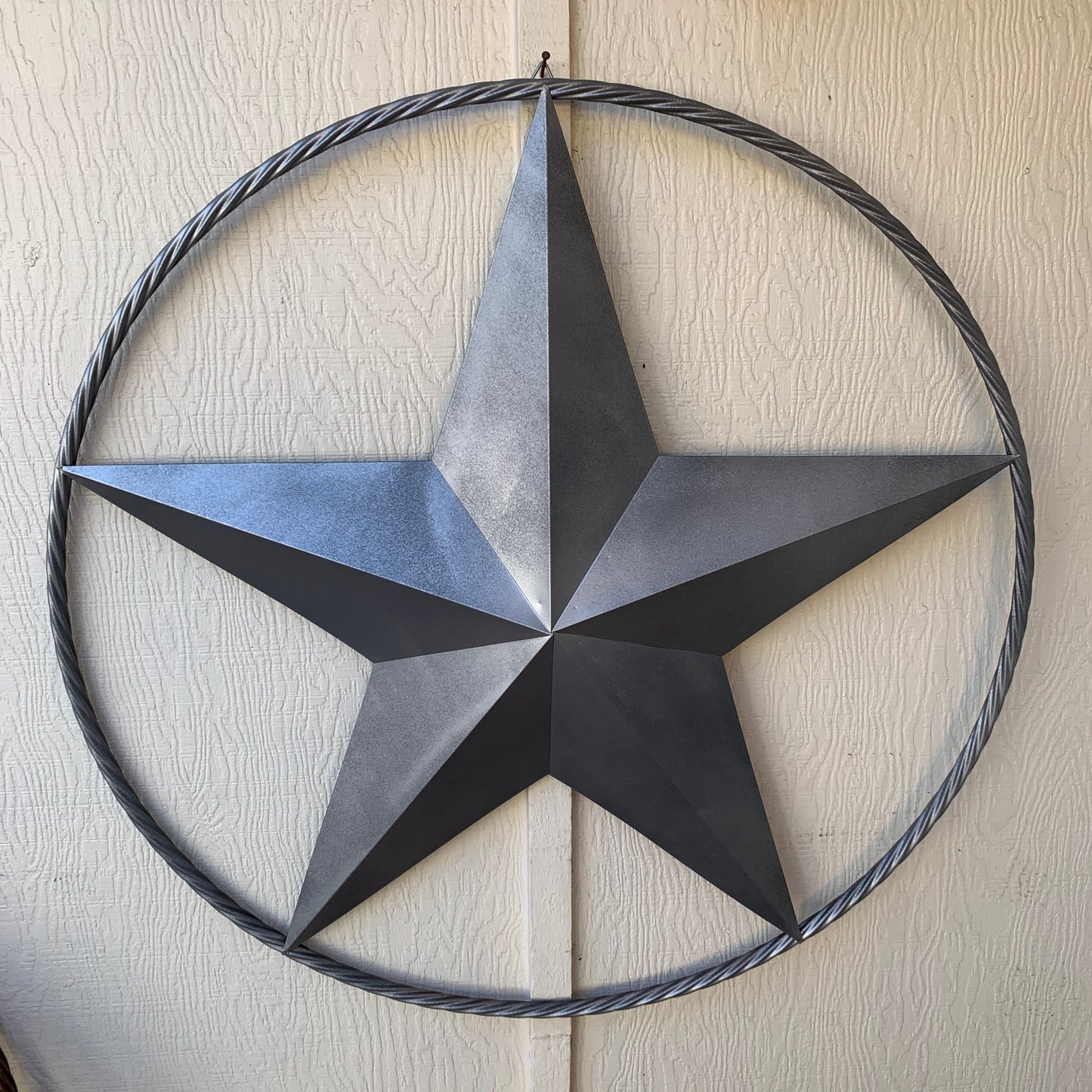 RUSTIC GREY SILVER BARN METAL STAR TWISTED ROPE RING WESTERN HOME DECOR HANDMADE NEW 12",24",36",50",60",72"