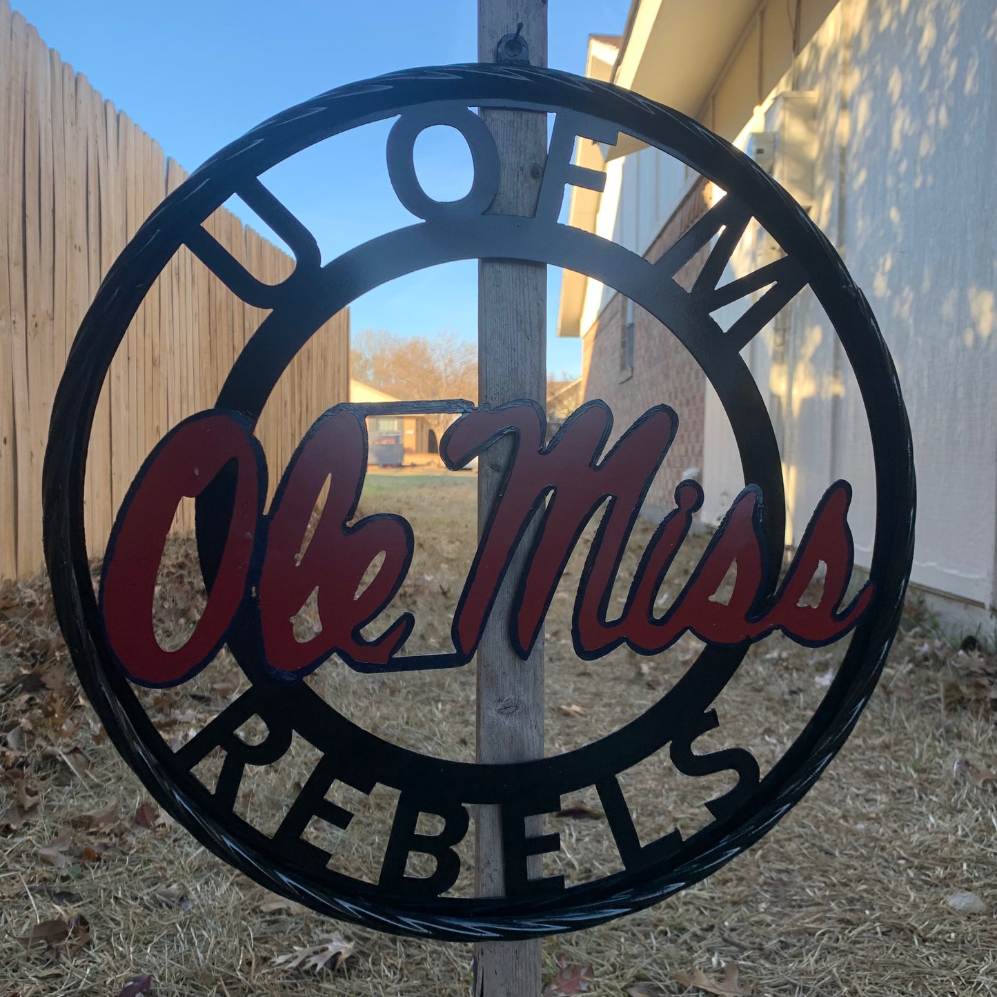 OLE MISS REBELS MISSISSIPPI CUSTOM METAL VINTAGE CRAFT TEAM SIGN WESTERN HOME DECOR HANDMADE