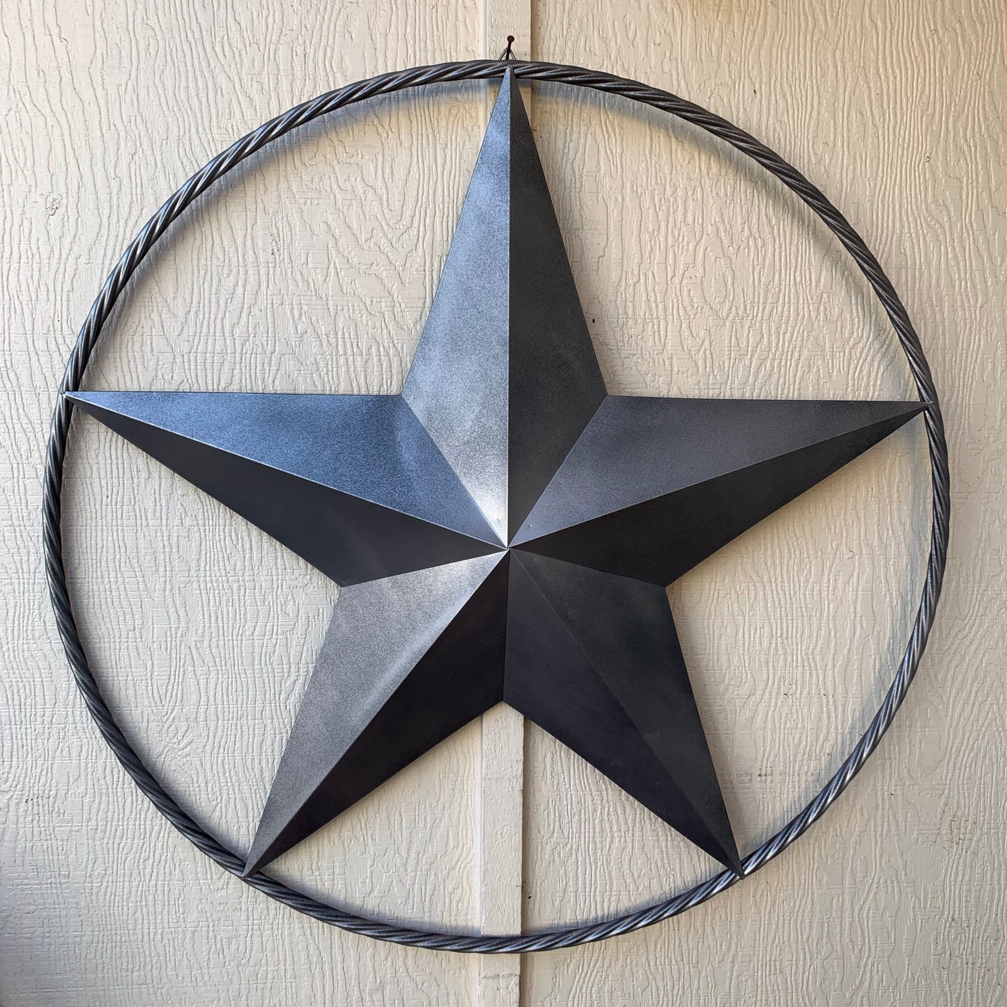 RUSTIC GREY SILVER BARN METAL STAR TWISTED ROPE RING WESTERN HOME DECOR HANDMADE NEW 12",24",36",50",60",72"