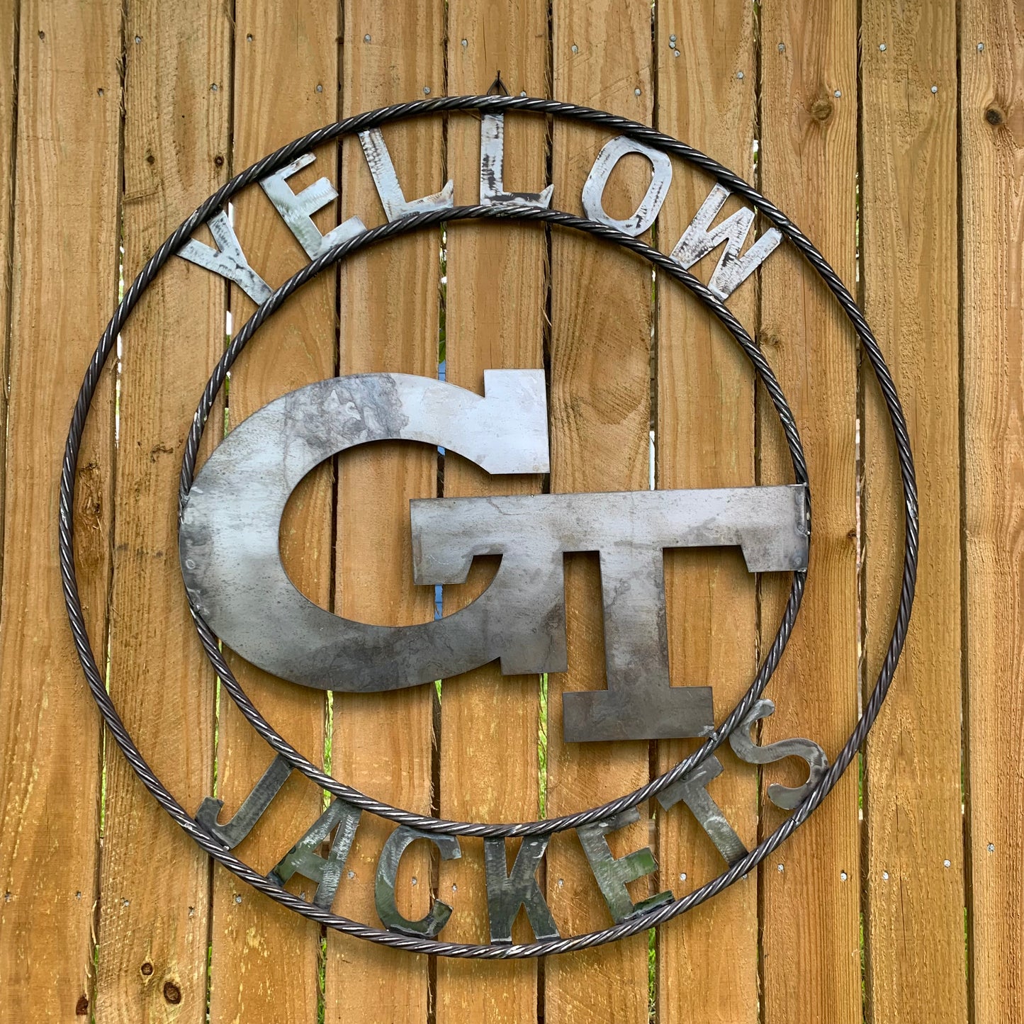 GEORGIA TECH YELLOW JACKETS CUSTOM RAW METAL VINTAGE CRAFT SIGN UNPAINTED HANDMADE 12",18",24",32",36"