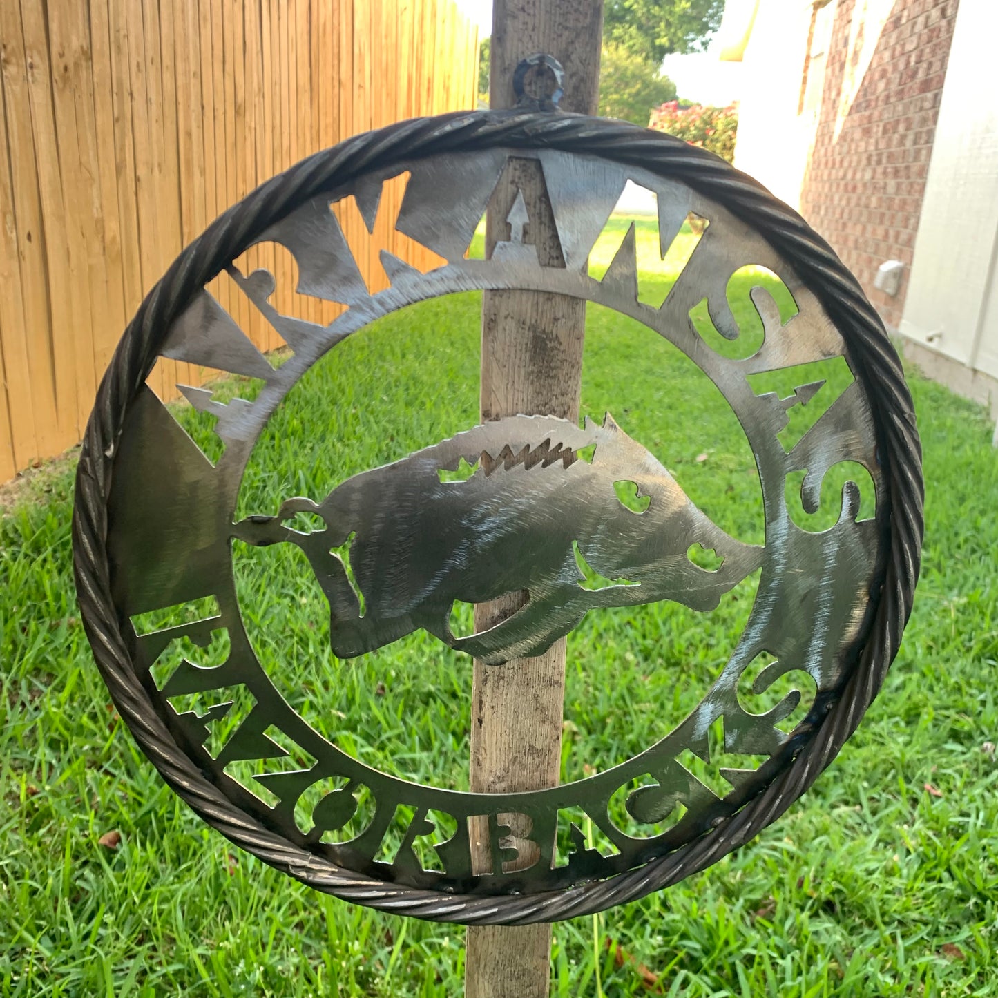 12", 18", 24", 32" ARKANSAS RAZORBACKS CUSTOM RAW METAL VINTAGE CRAFT WIDE BAND RING TEAM SIGN HANDMADE