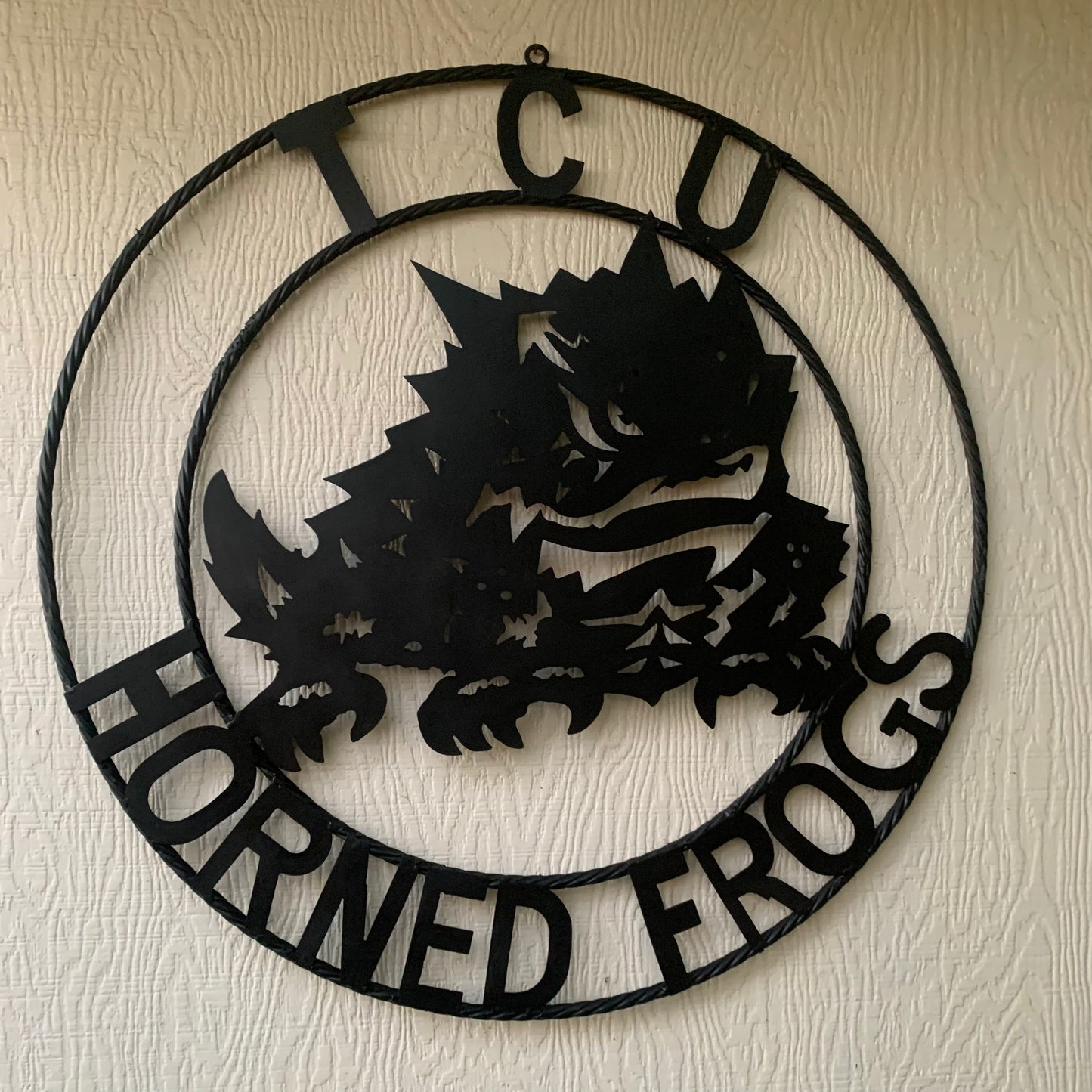 TCU HORNED FROGS BLACK CUSTOM METAL VINTAGE CRAFT TEAM SIGN HANDMADE