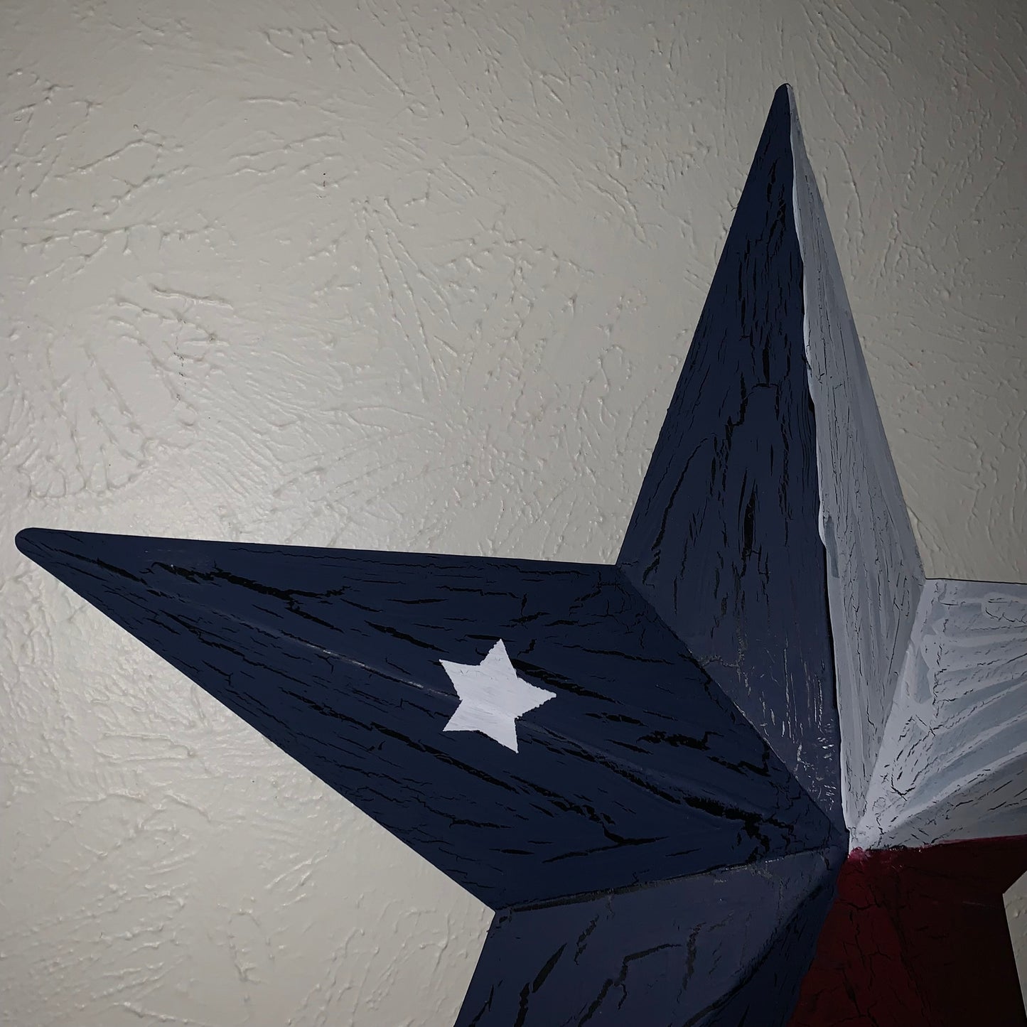 CRACKLE STYLE RED WHITE & BLUE METAL BARN STAR METAL WALL ART WESTERN HOME DECOR RUSTIC NEW