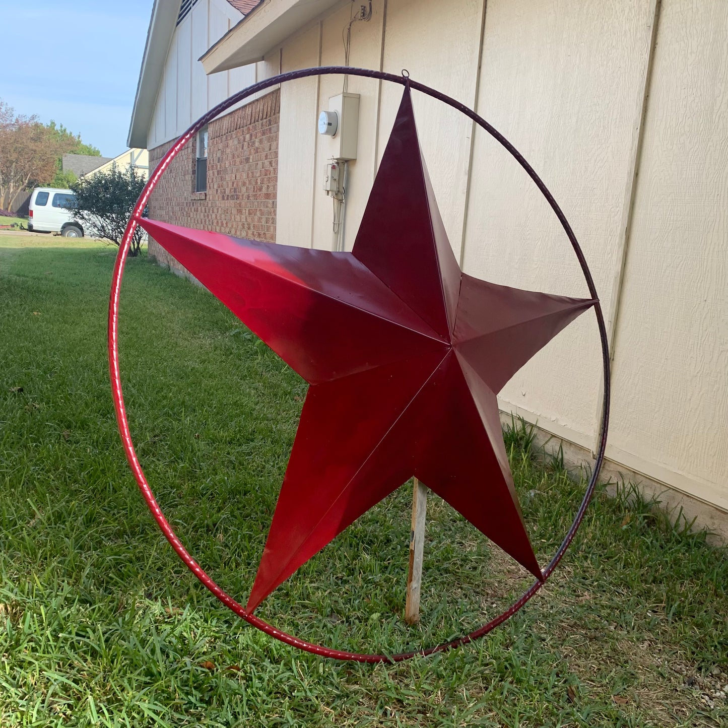 24",32",36" CRANBERRY RED STAR BARN METAL LONESTAR TWISTED ROPE RING WALL ART WESTERN HOME DECOR BRAND NEW