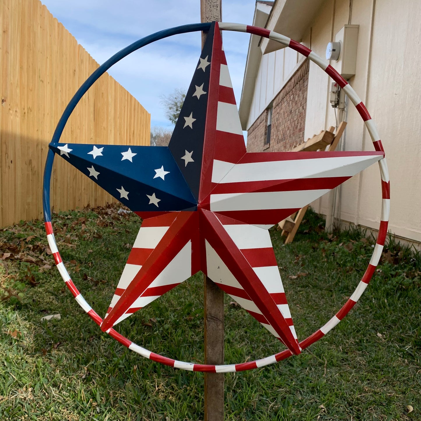 PEACE STAR METAL RED WHT BLUE STAR WESTERN HOME DECOR HANDMADE 12",16",24",32"36",38",40",48"