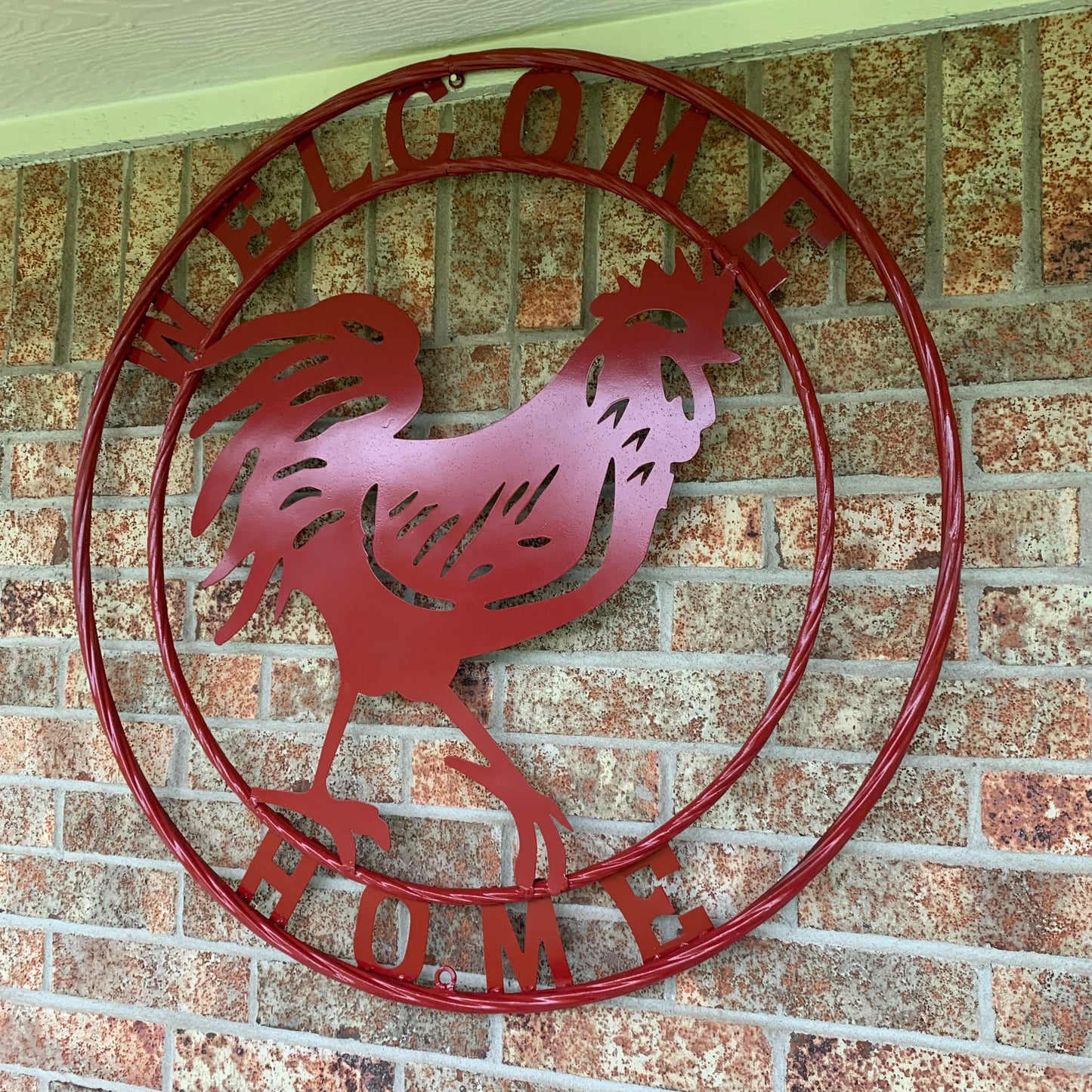 YOUR CUSTOM NAME RED ROOSTER LASERCUT METAL ART WITH RING DESIGN WESTERN METAL ANIMAL ART HOME WALL DECOR BRAND NEW