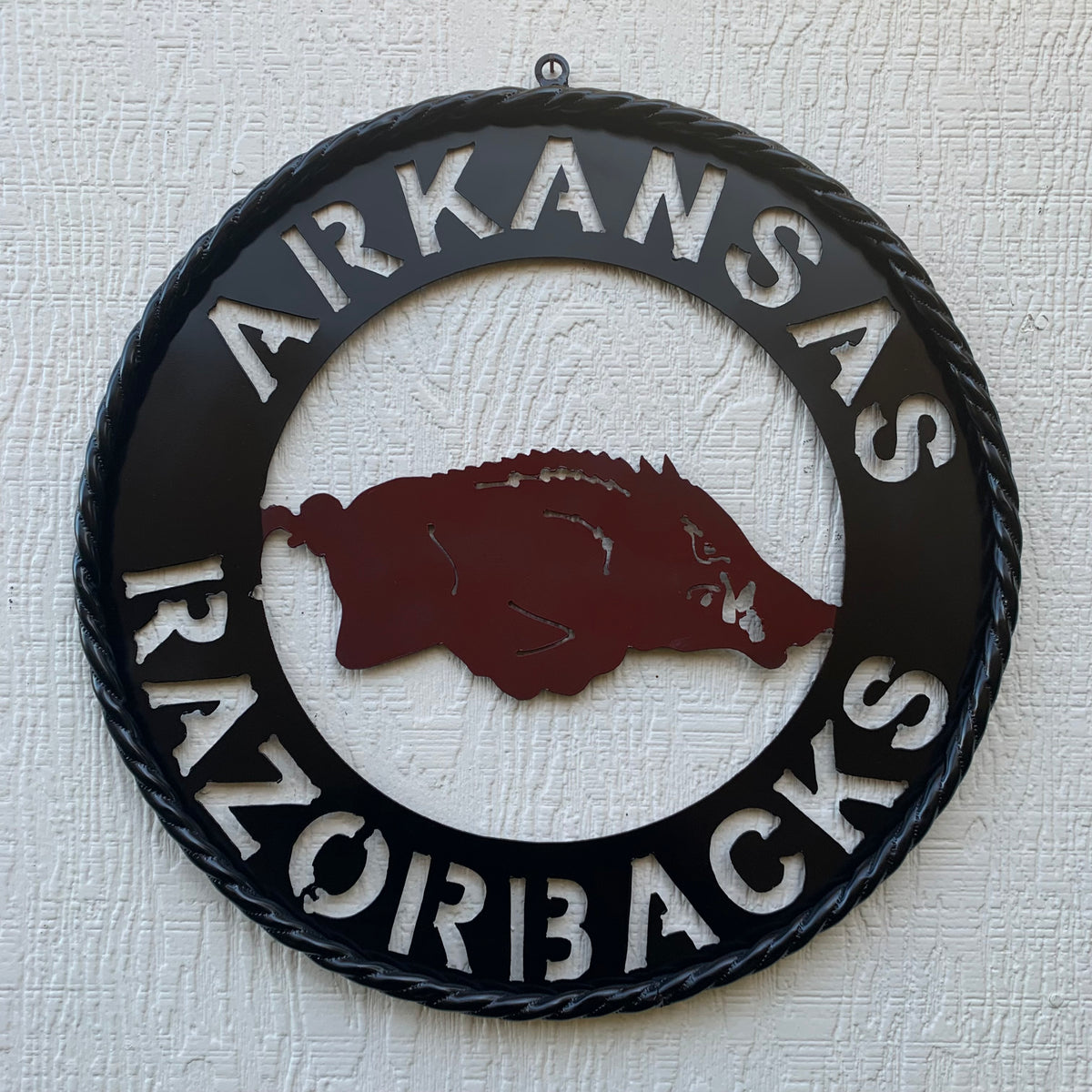 12", 18", 24", 32" ARKANSAS RAZORBACKS CUSTOM METAL VINTAGE CRAFT WIDE BAND RING TEAM SIGN HANDMADE