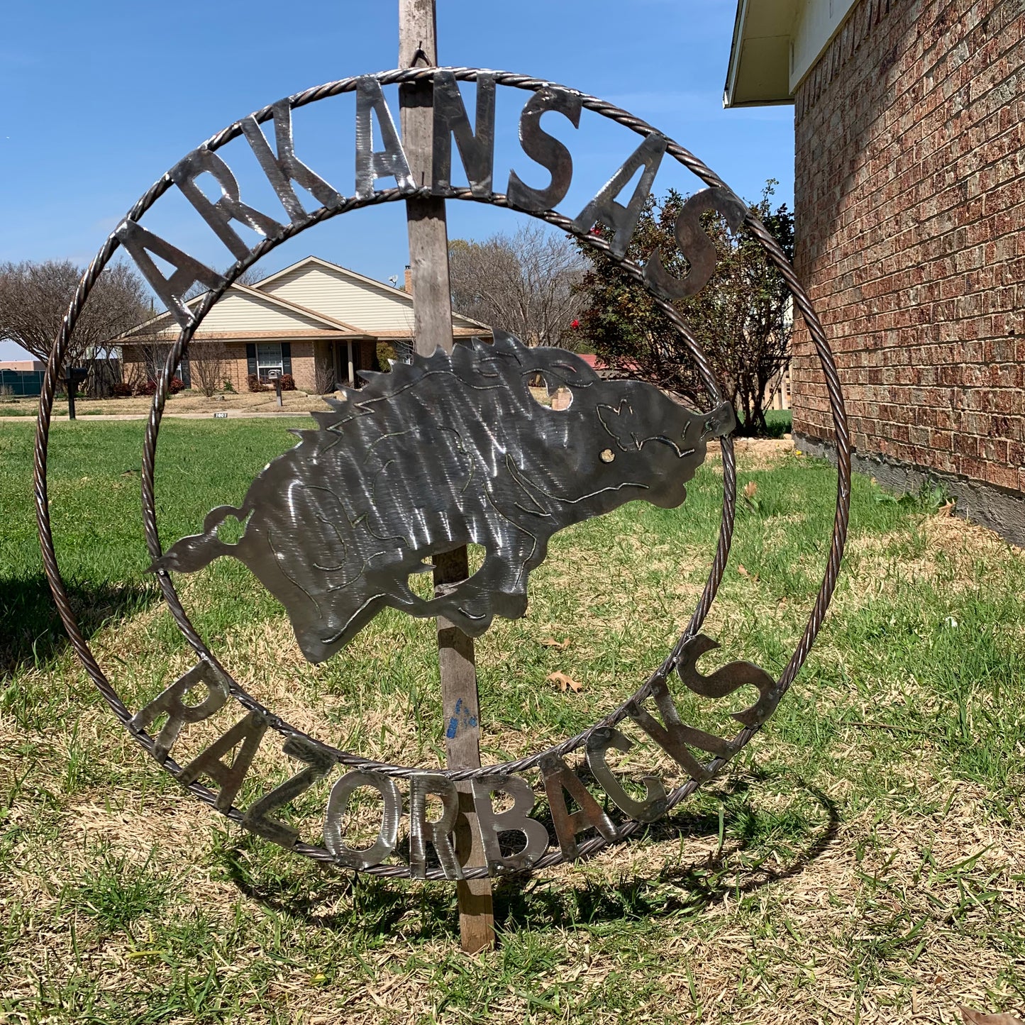 ARKANSAS RAZORBACKS CUSTOM RAW METAL VINTAGE CRAFT TEAM SIGN OFFICIAL LICENSED PRODUCT