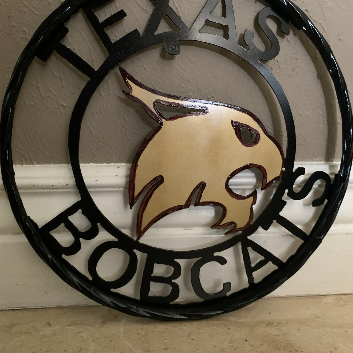 12" TEXAS BOBCATS CUSTOM METAL VINTAGE CRAFT SIGN TEAM WESTERN HOME DECOR HANDMADE