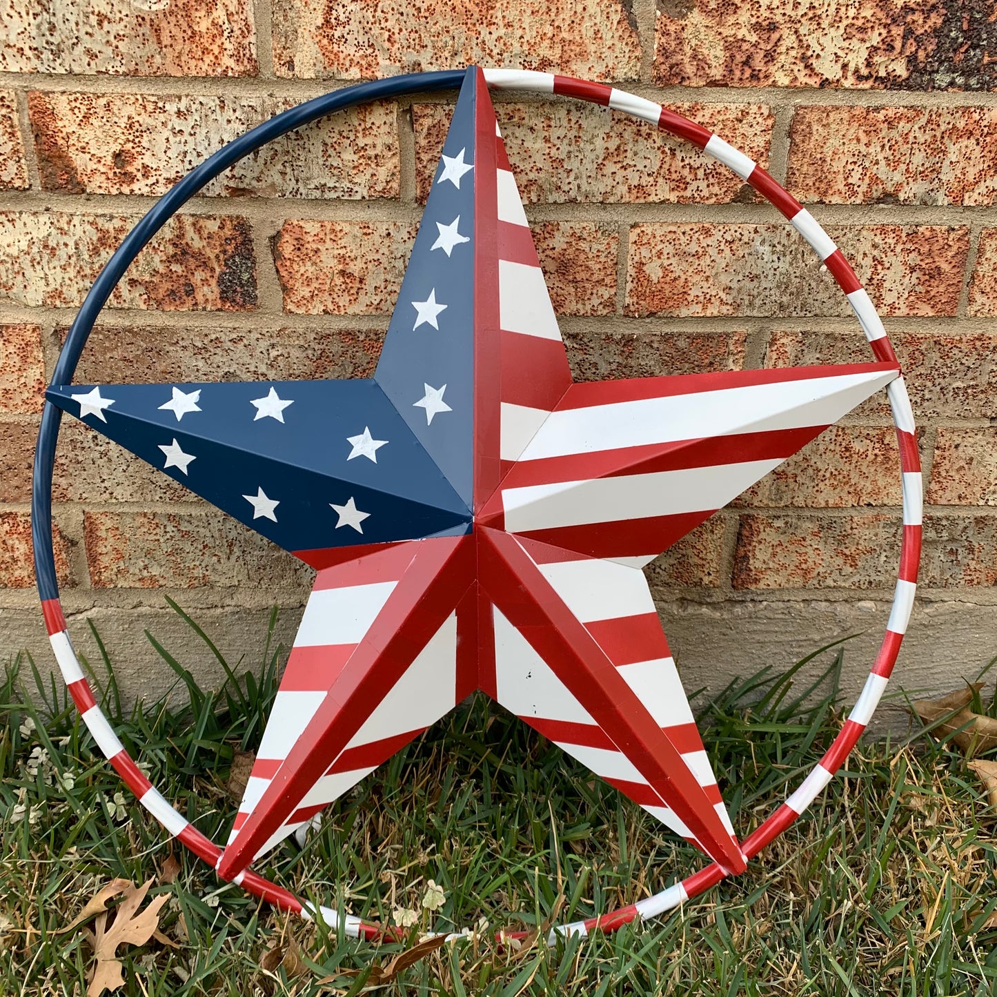 PEACE STAR METAL RED WHT BLUE STAR WESTERN HOME DECOR HANDMADE 12",16",24",32"36",38",40",48"