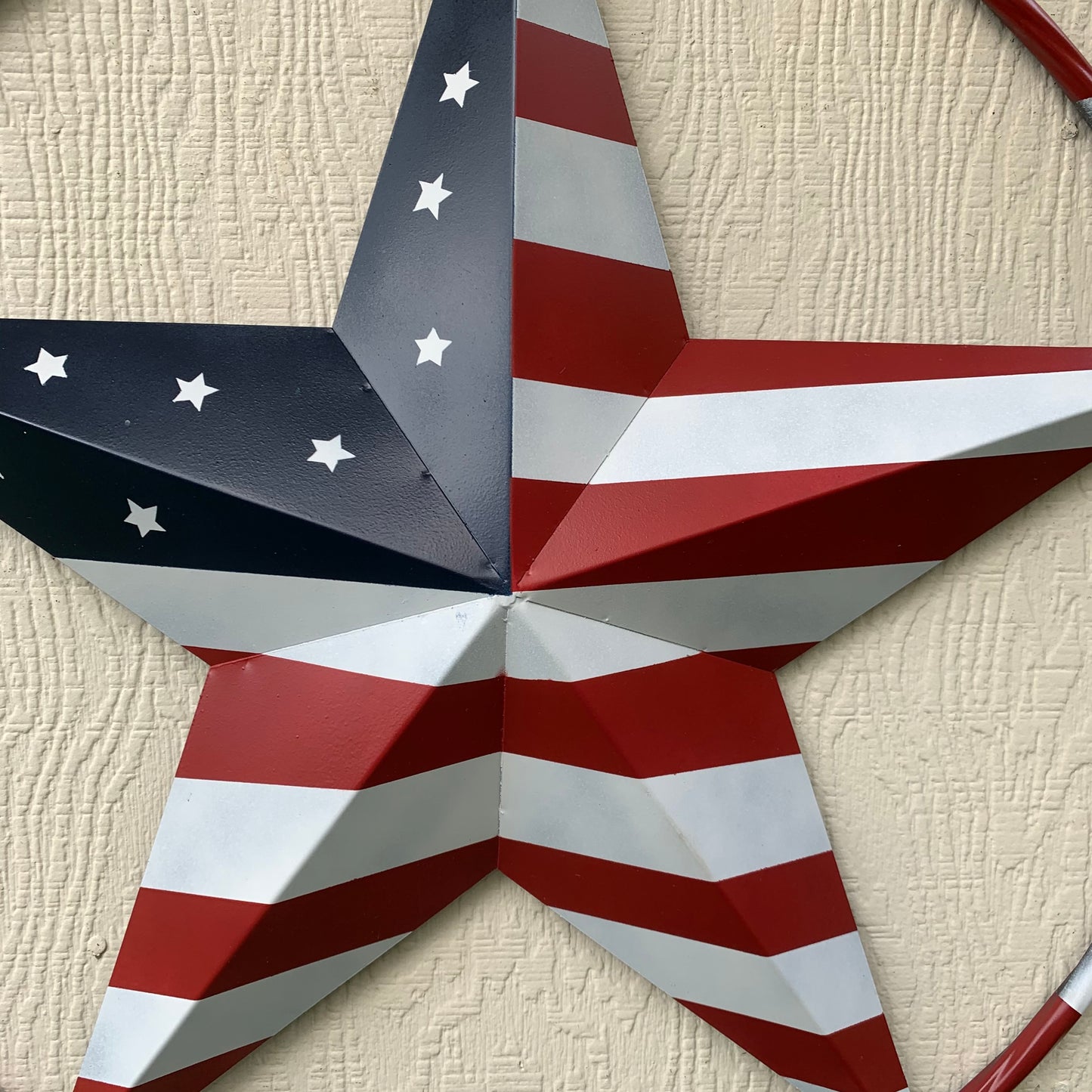 USA FLAG STAR AMERICAN FLAG METAL3D TWIST ROPE RING RED WHT BLUE WESTERN HOME DECOR HANDMADE #EH11925, 12",24",36",48"