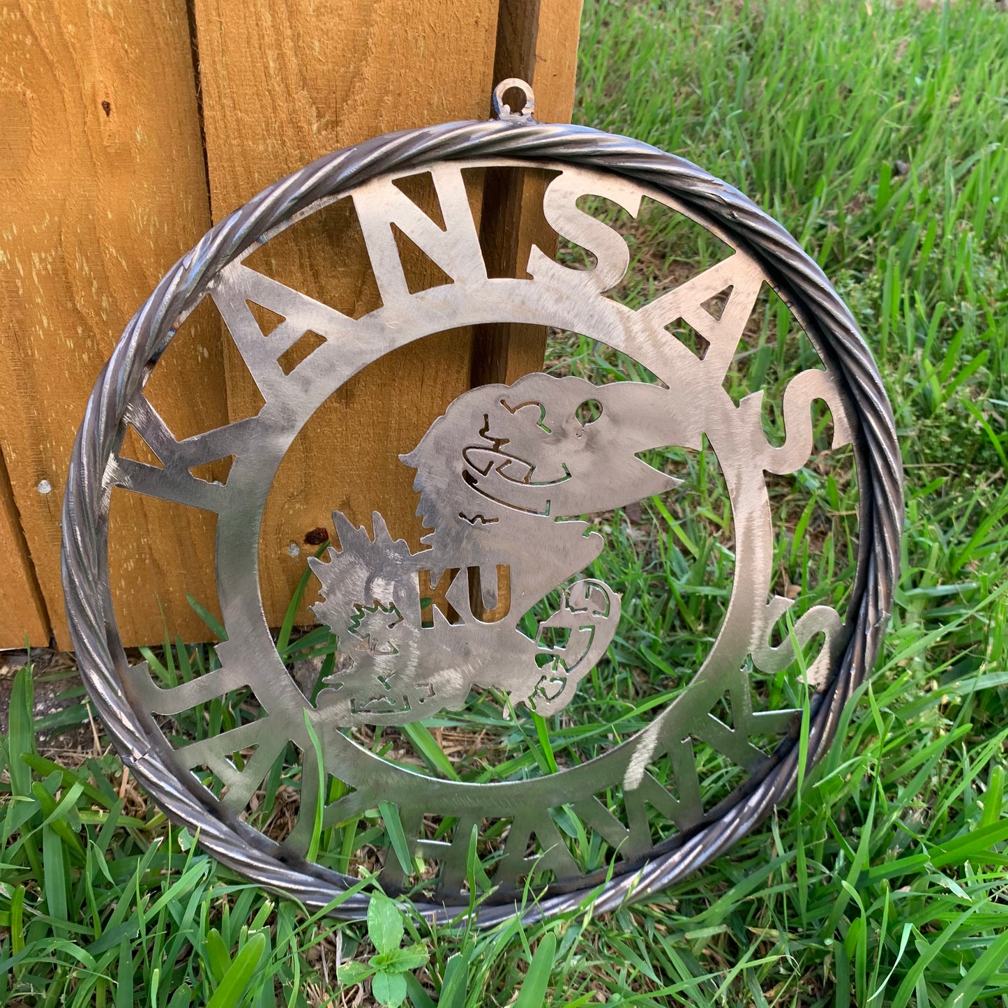 KANSAS JAYHAWKS RAW METAL CUSTOM VINTAGE CRAFT WALL ART TEAM SIGN HANDMADE