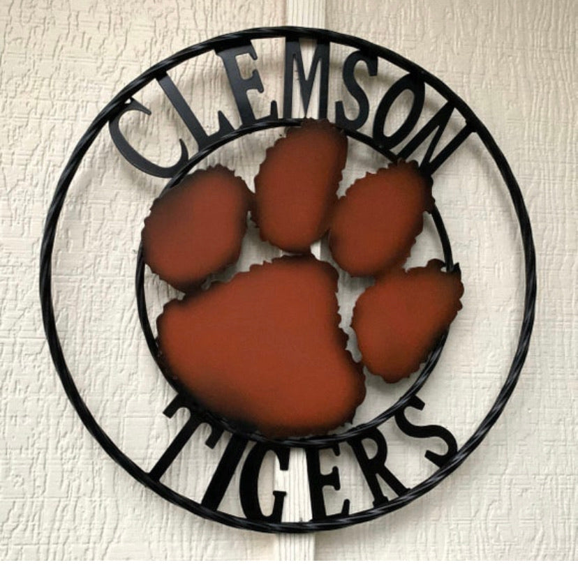 CLEMSON TIGERS CUSTOM METAL VINTAGE CRAFT SIGN WALL ART TEAM SIGN HANDMADE STYLE#1 12", 18", 24", 32"