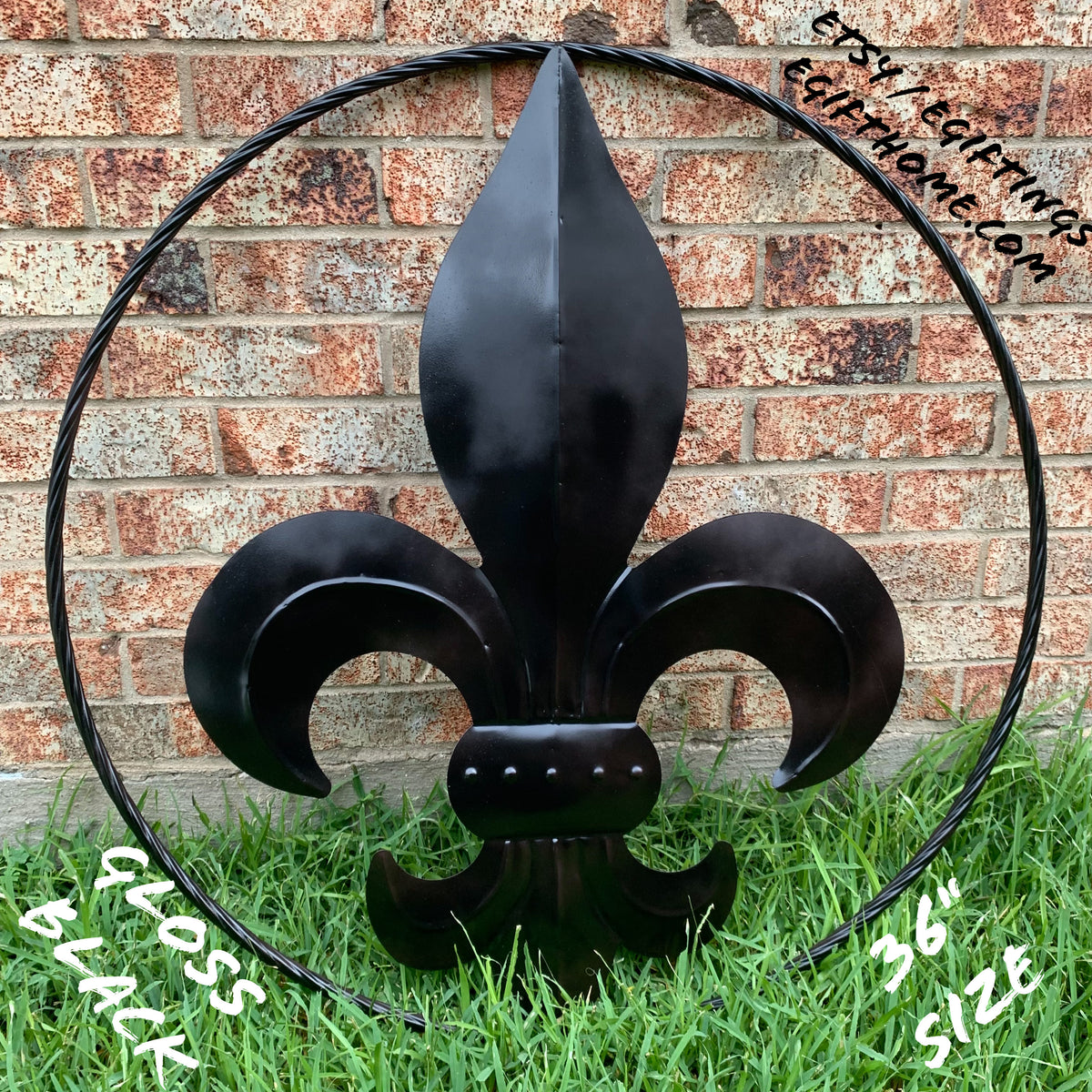 24", 36" GLOSS BLACK FLEUR DE LIS METAL WALL ART SIGN WESTERN HOME DECOR HANDMADE NEW #EH10645
