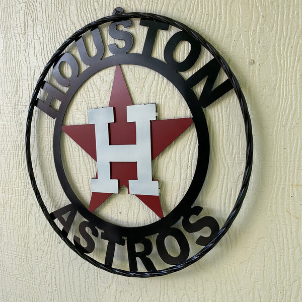 12",18",24",32",36" HOUSTON ASTROS ORANGE WHITE & BLACK CUSTOM METAL VINTAGE CRAFT WALL ART