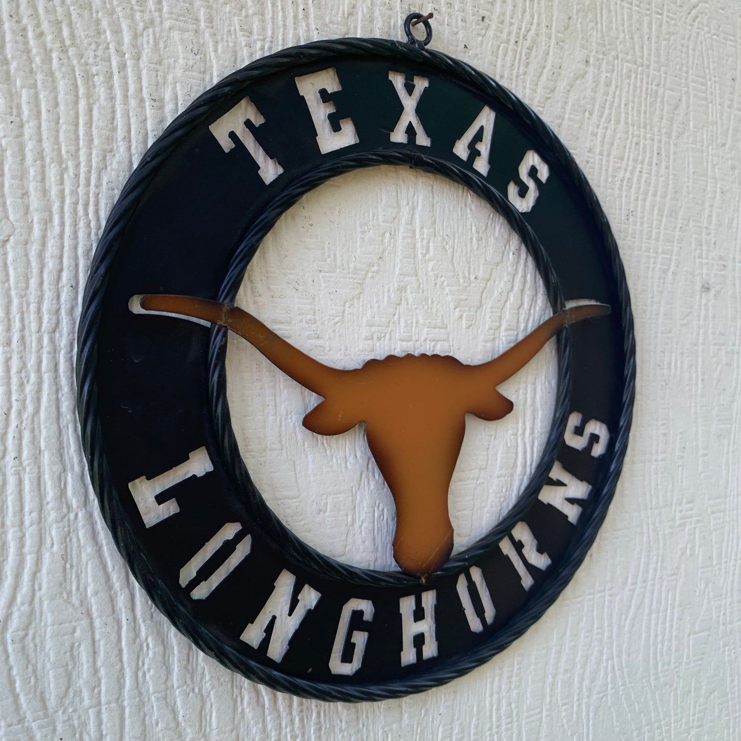 TEXAS LONGHORNS WIDE BAND RING METAL CUSTOM VINTAGE CRAFT WALL ART TEAM SIGN HANDMADE