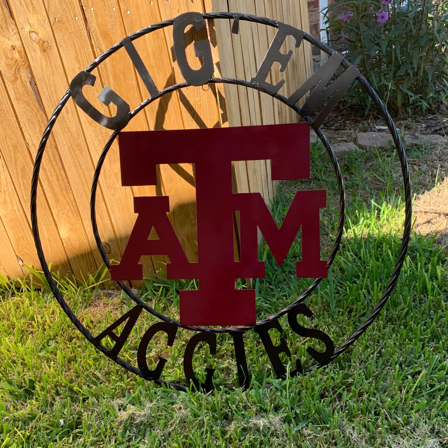 GIGEM AGGIES CUSTOM METAL VINTAGE CRAFT SIGN TEAM WESTERN HOME DECOR HANDMADE