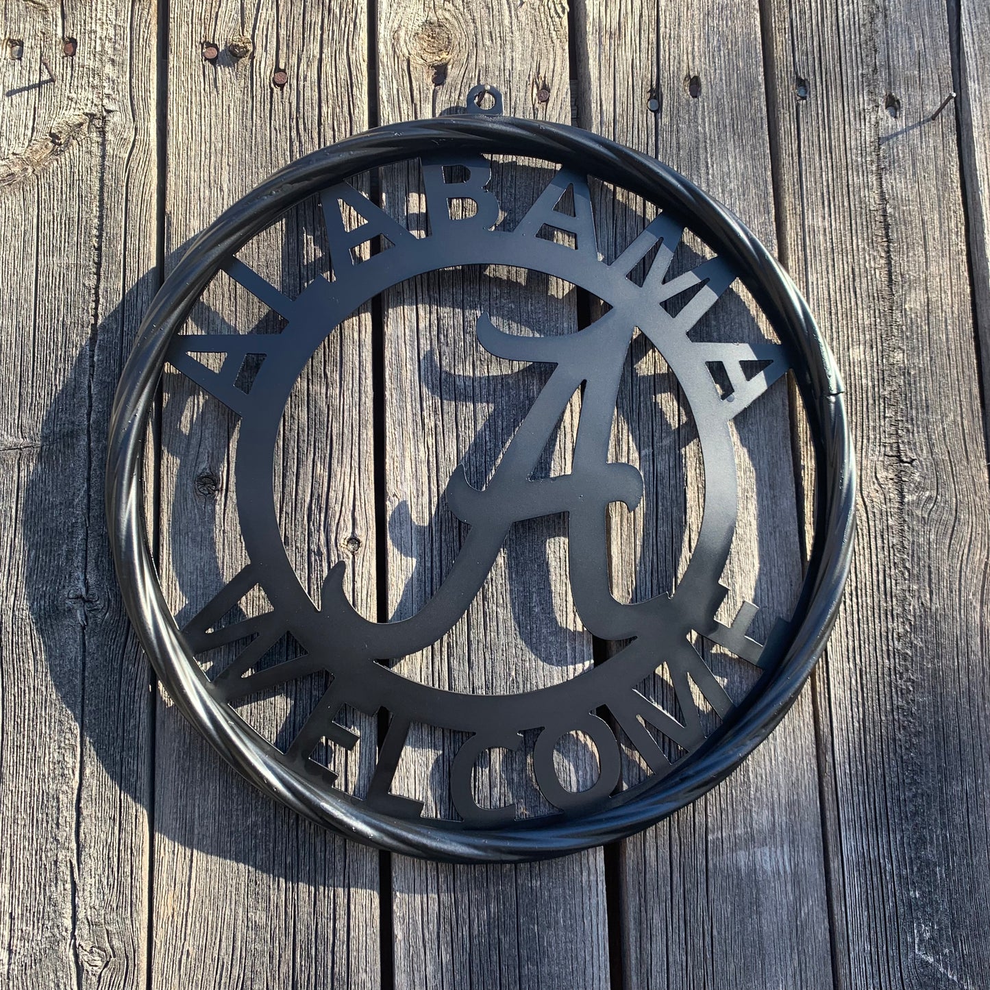 ALABAMA WELCOME CUSTOM ALL BLACK METAL VINTAGE SIGN TEAM HANDMADE