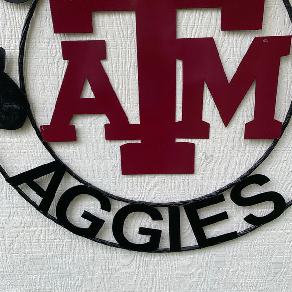 GIGEM AGGIES TEXAS A&M CUSTOM METAL VINTAGE CRAFT TEAM SIGN WESTERN HOME DECOR HANDMADE