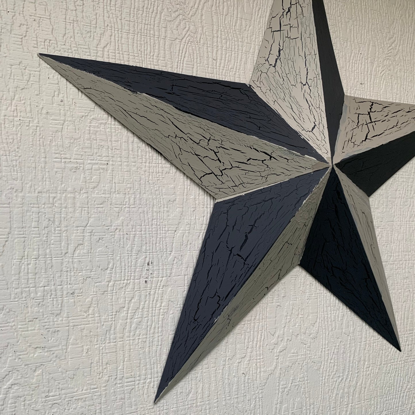 CRACKLE STYLE BEIGE & BLACK METAL BARN STAR METAL WALL ART WESTERN HOME DECOR RUSTIC NEW
