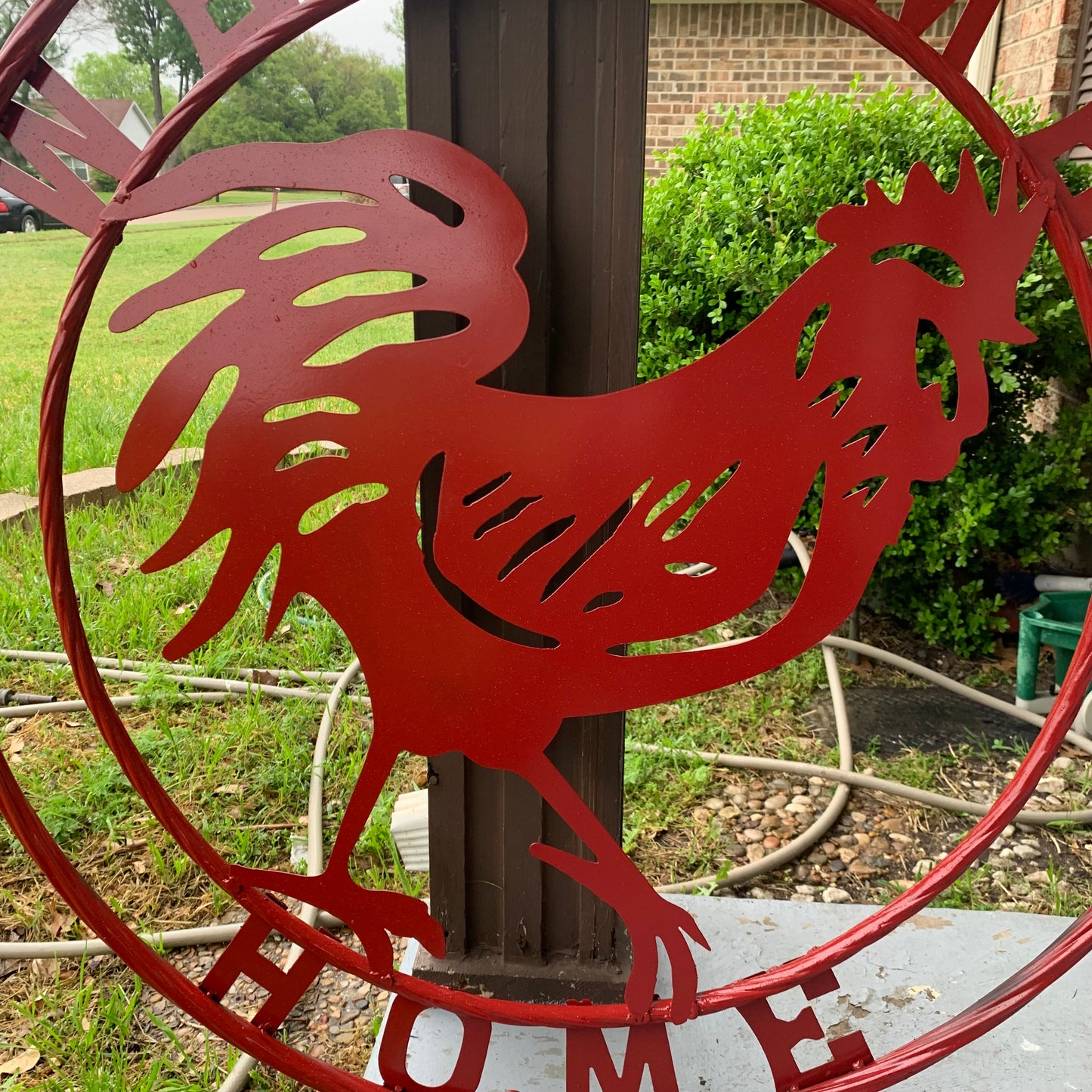YOUR CUSTOM NAME RED ROOSTER LASERCUT METAL ART WITH RING DESIGN WESTERN METAL ANIMAL ART HOME WALL DECOR BRAND NEW