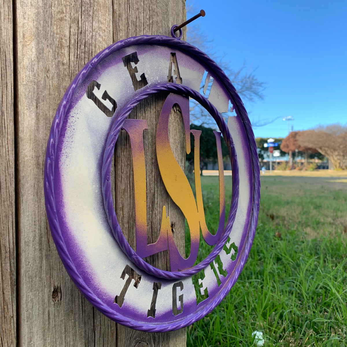 12",18",24",32" LSU GEAUX TIGERS CUSTOM METAL VINTAGE CRAFT SIGN TEAM WALL ART WESTERN HOME DECOR