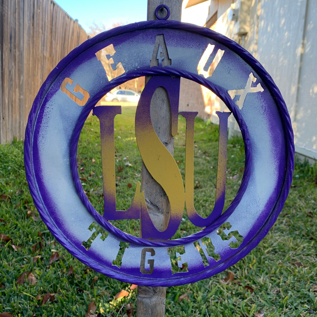 12",18",24",32" LSU GEAUX TIGERS CUSTOM METAL VINTAGE CRAFT SIGN TEAM WALL ART WESTERN HOME DECOR