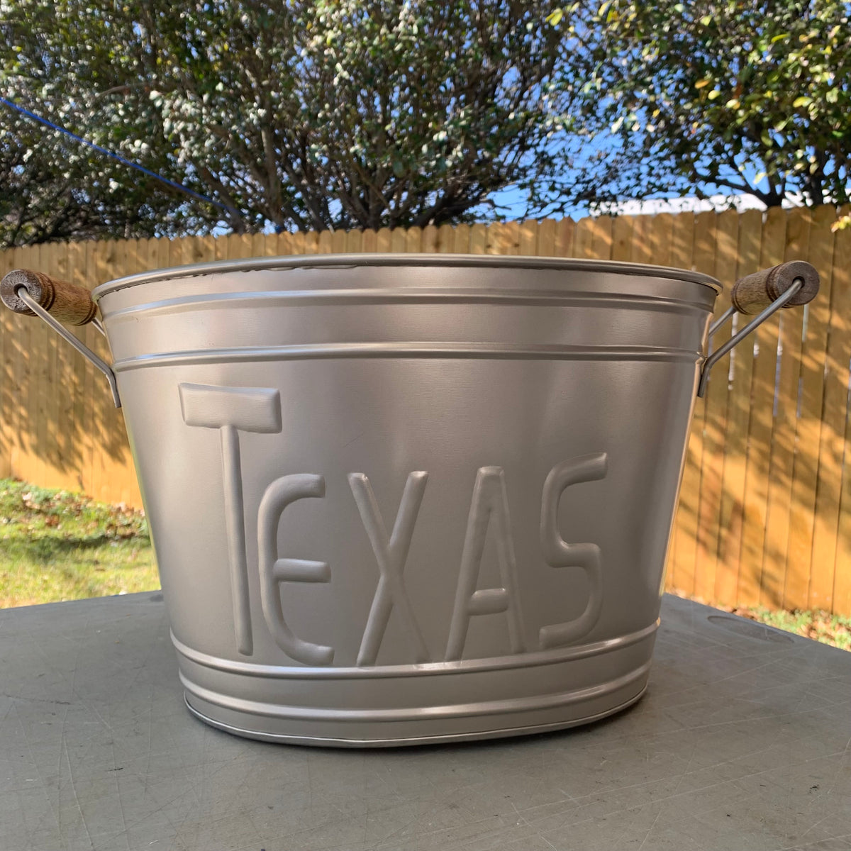 18" TEXAS SILVER OVAL TUB METAL WESTERN HOME DECOR METAL ART NEW #EH10390