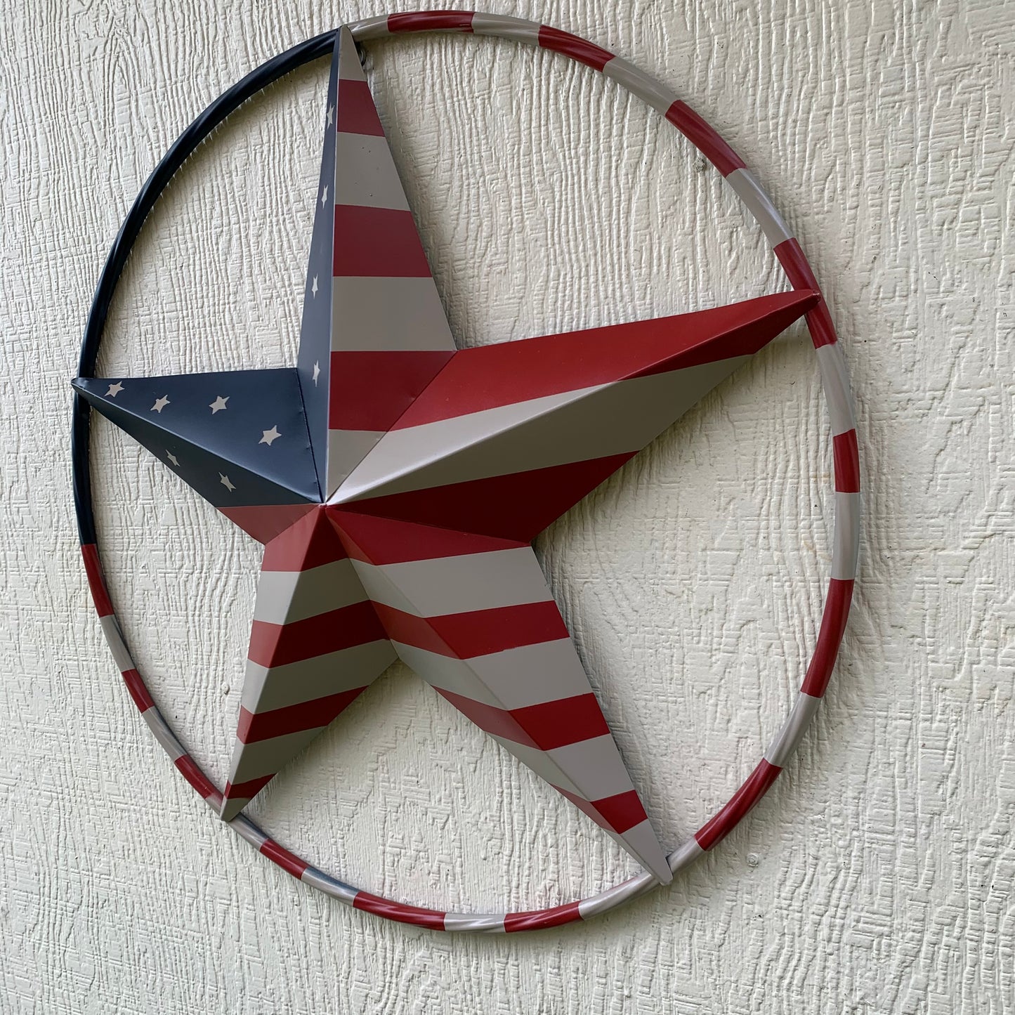 AMERICAN USA FLAG BARN STAR METAL RED BEIGE BLUE STAR 12",16",24",32"36",38",40",48