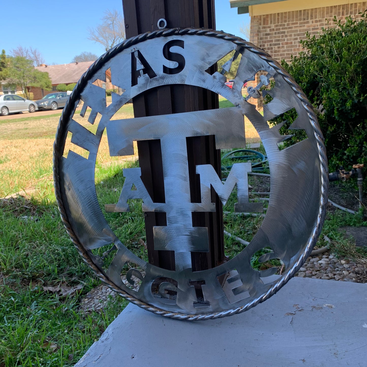 TEXAS A&M WIDE BAND RAW METAL CUSTOM VINTAGE CRAFT WALL ART TEAM SIGN HANDMADE